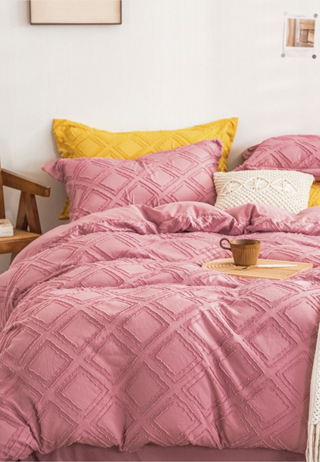 Pink Patterned King Bedding Set 220X240Cm