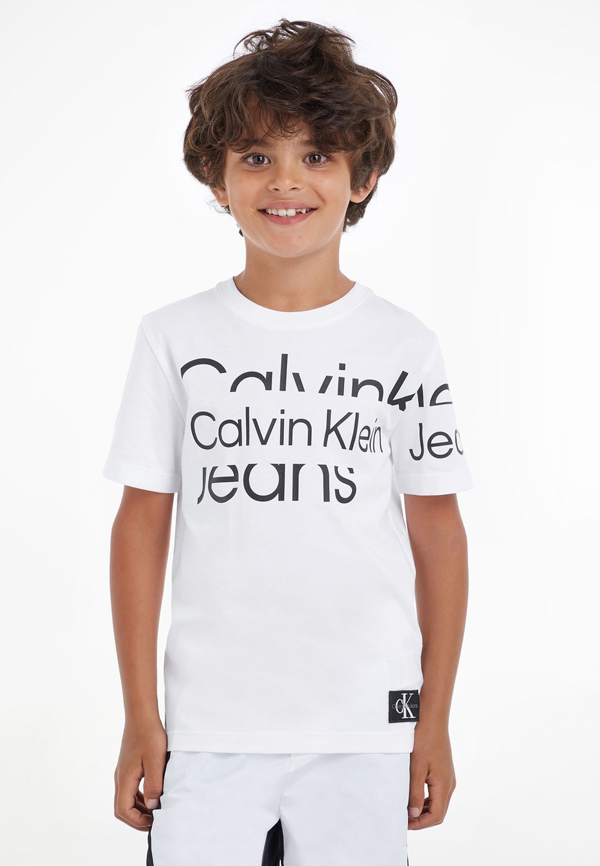Buy Calvin Klein Jeans white Kids Blown Up Logo T-Shirt for Kids in ...