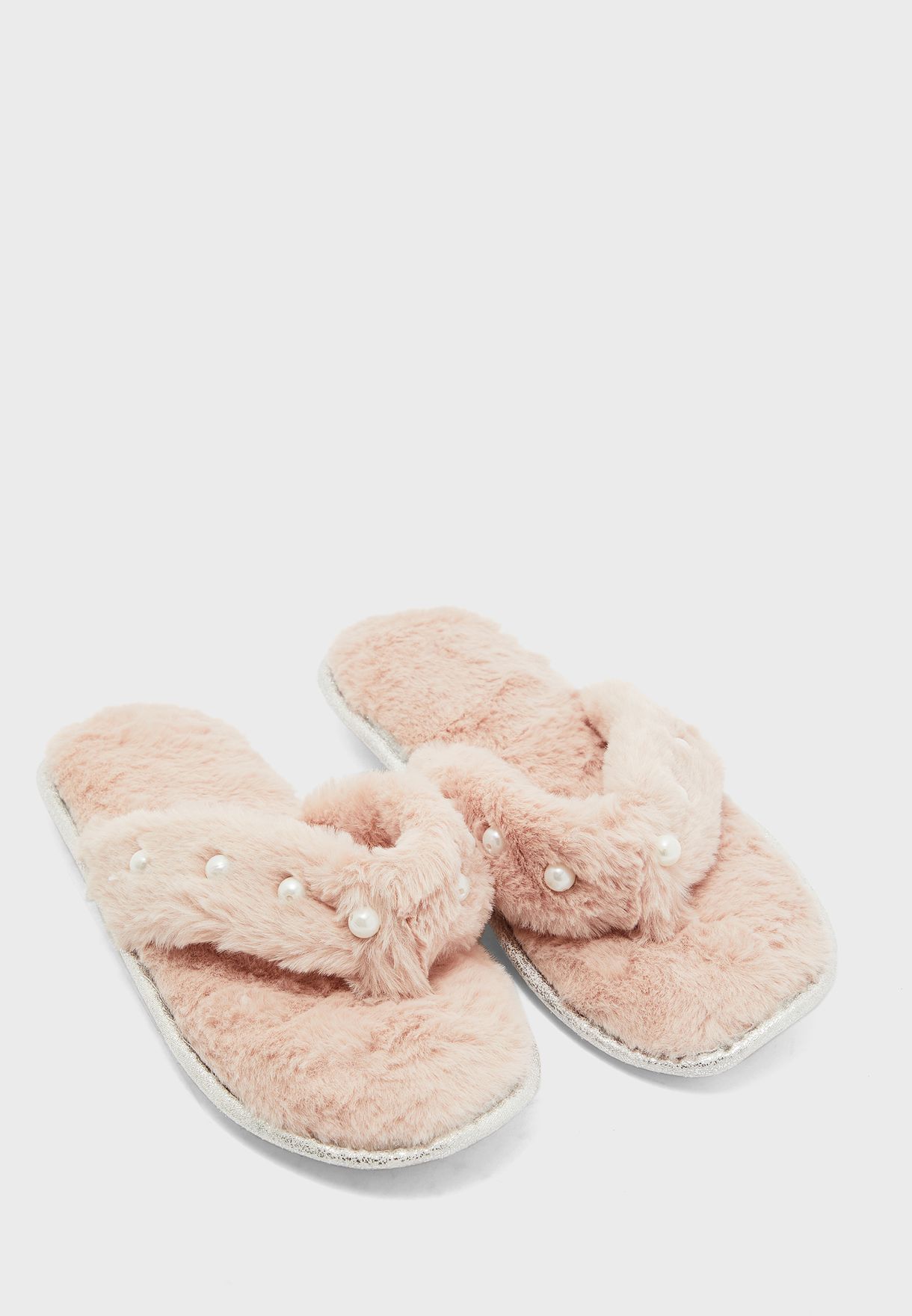 furry toe post slippers