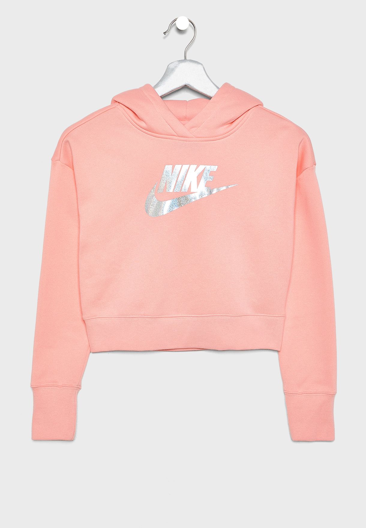 pink nike cropped sweatshirt