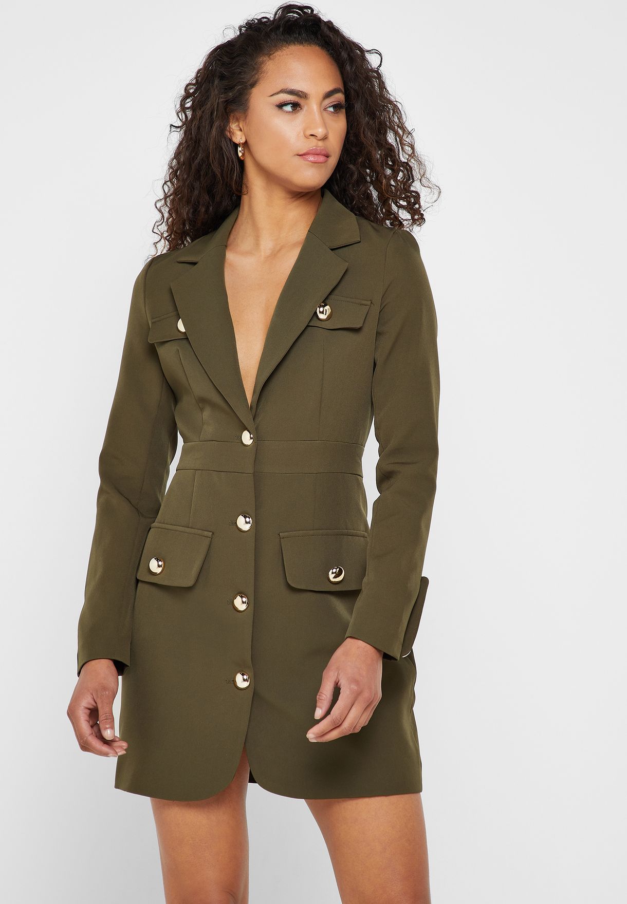 Buy Missguided khaki Military Button 