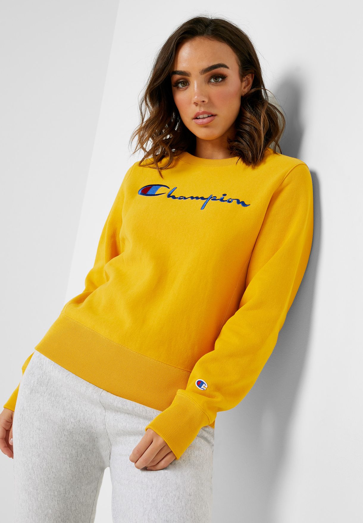 yellow women's champion sweatshirt