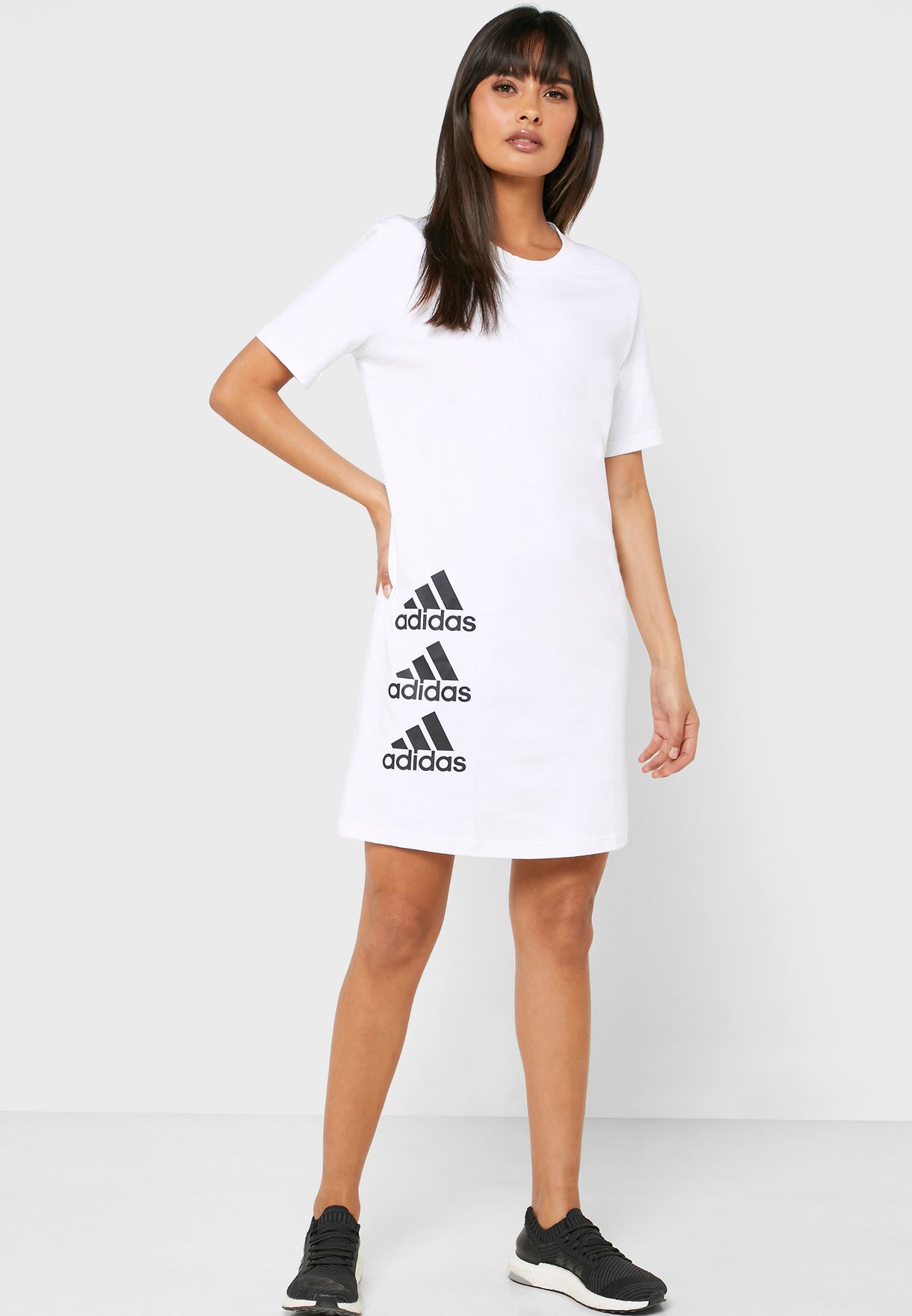 Buy adidas white Stacked T-Shirt Dress 