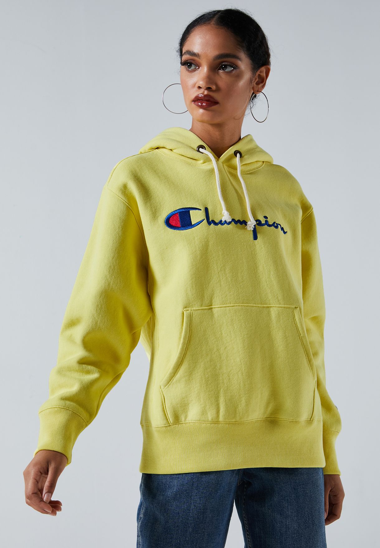 yellow champion hoodie women's