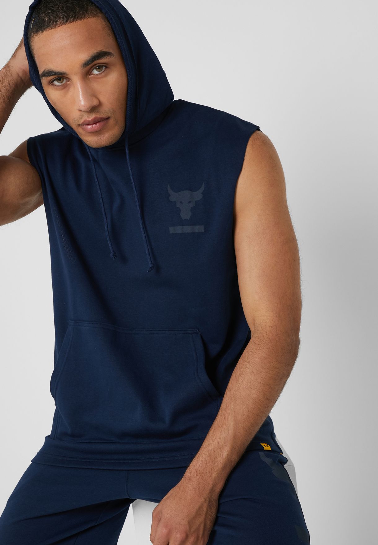 Buy Under Armour blue Project Rock Hoodie for Men in Dubai, Abu Dhabi