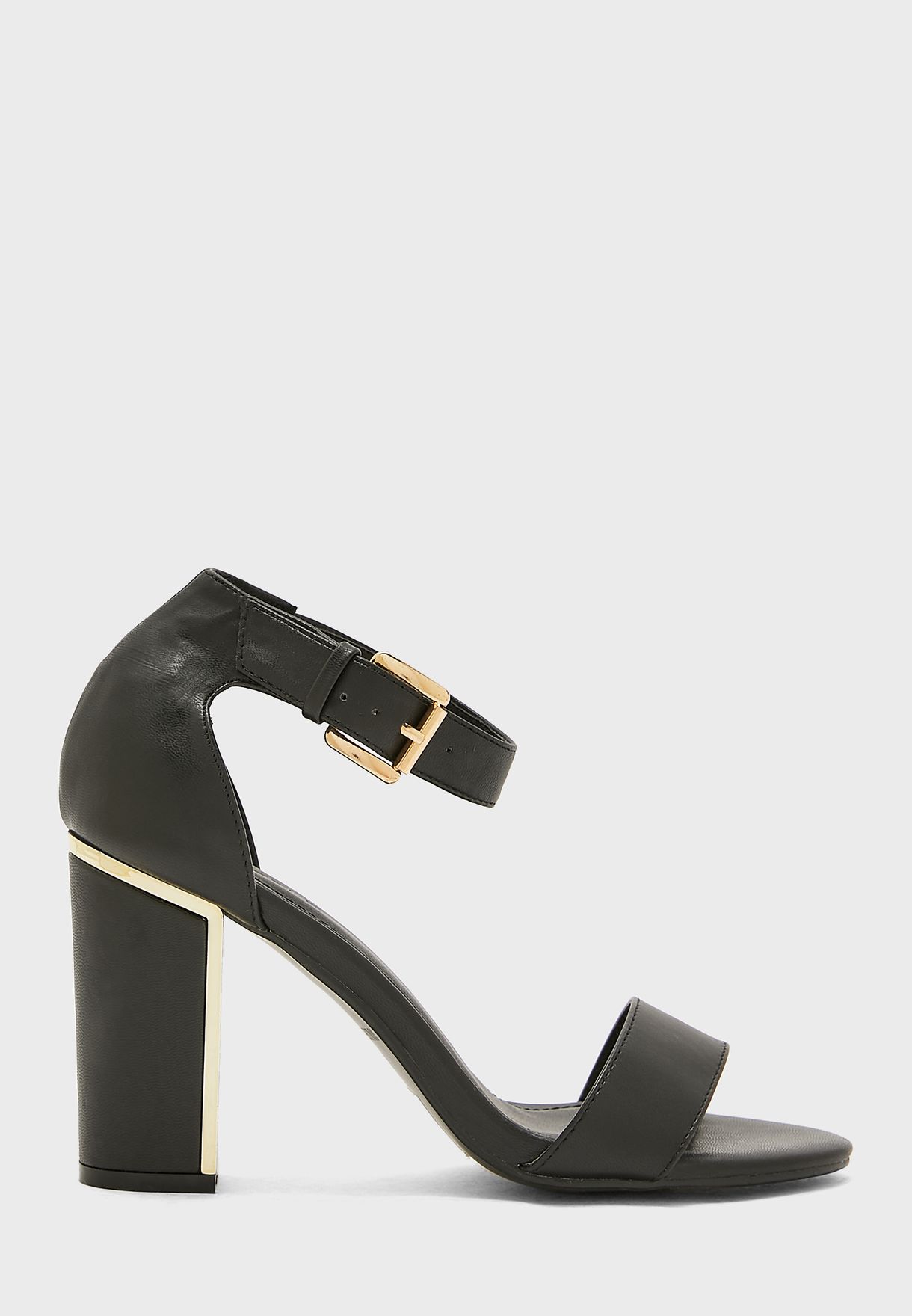 black block heels with ankle strap