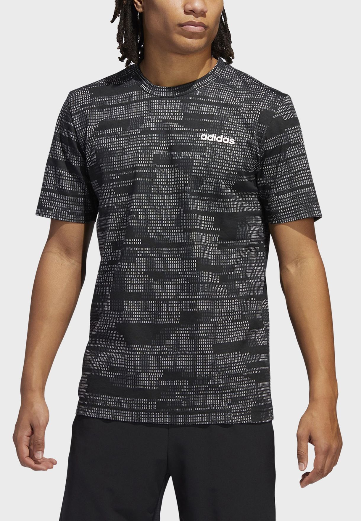 Buy adidas black Essential AOP T-Shirt 