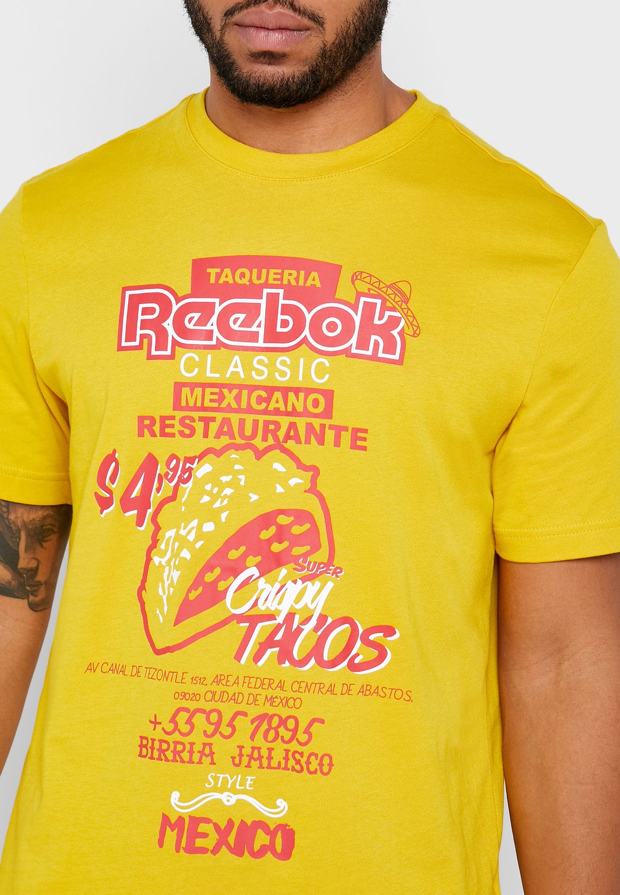 reebok yellow t shirt