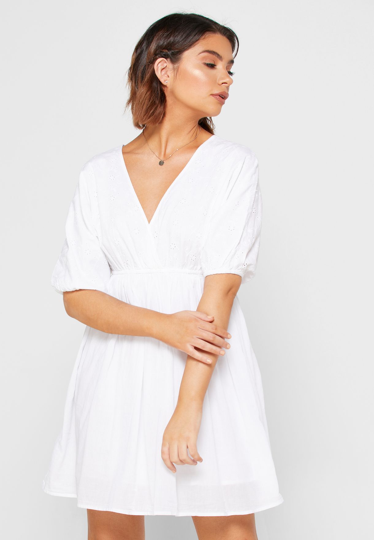 white batwing dress