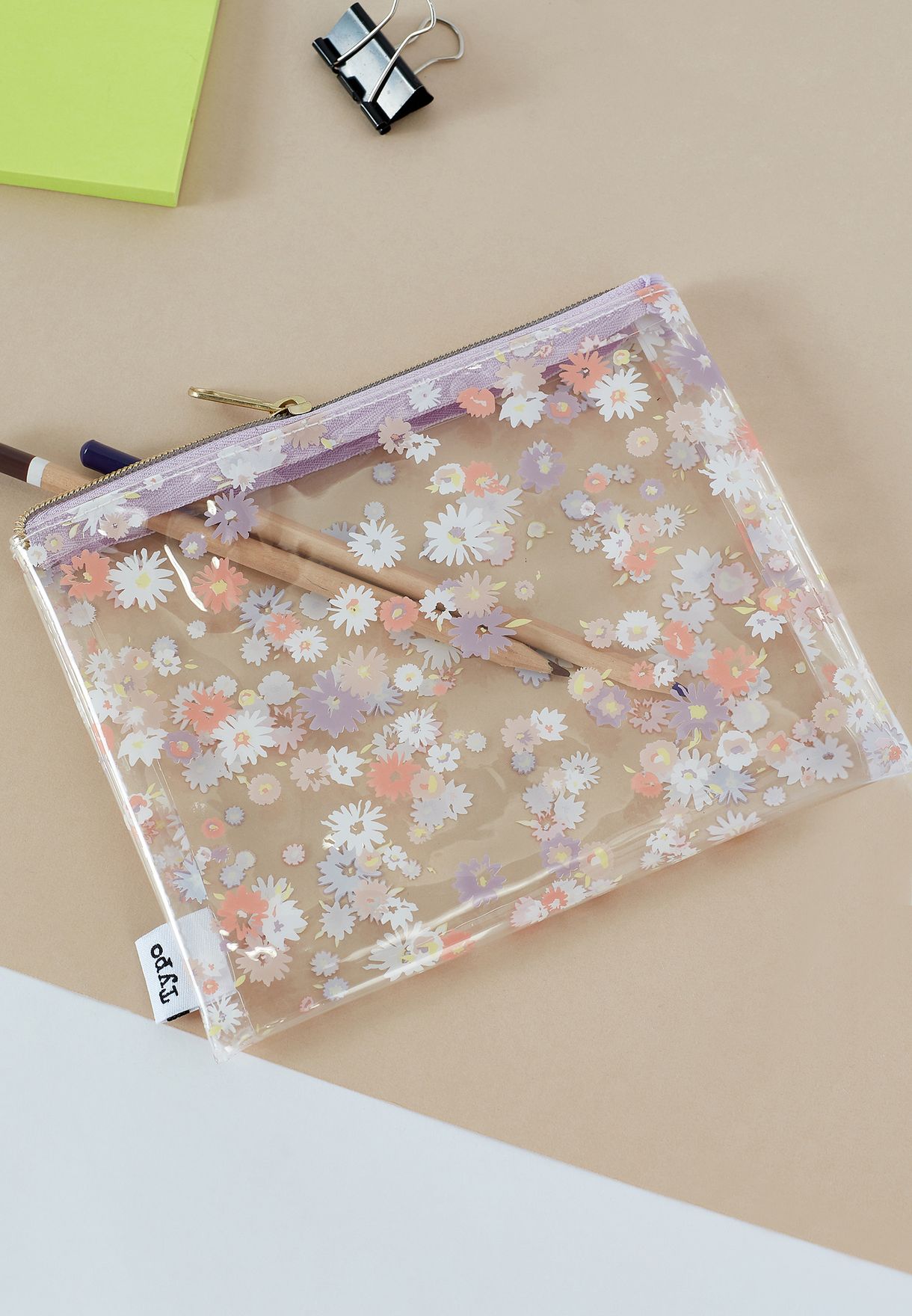 clear pencil case with pattern