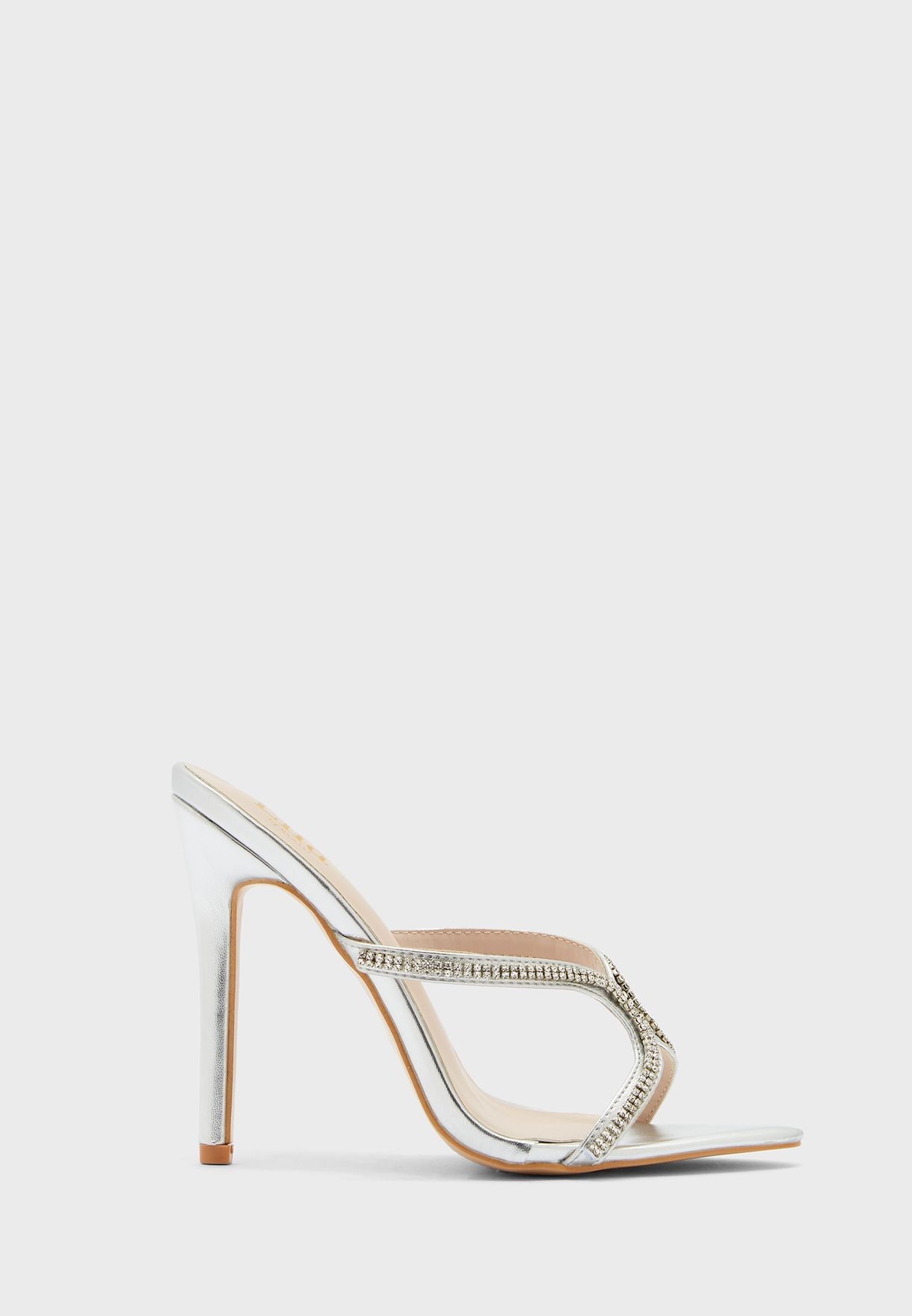 Diamante Curved Detail Mule Sandal 