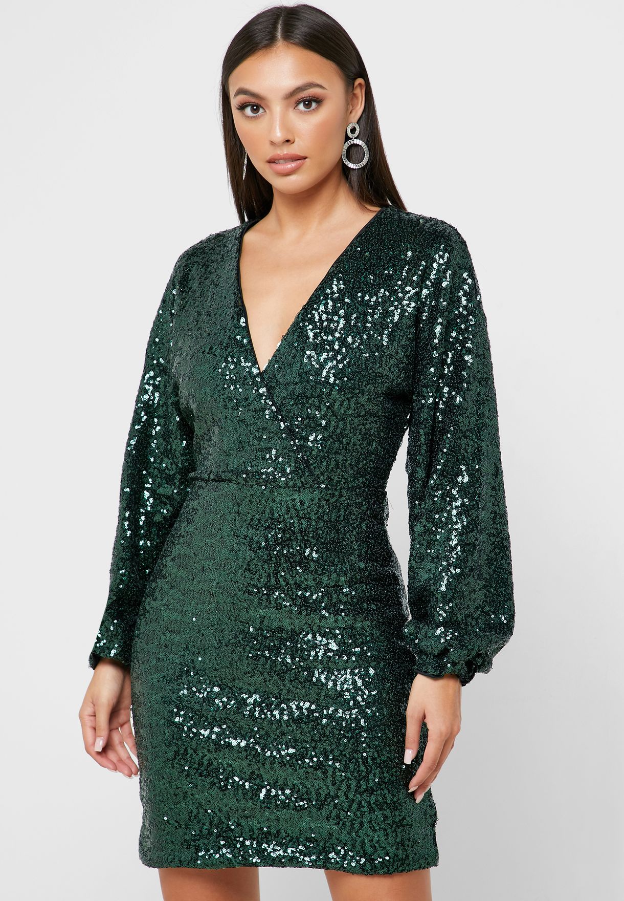 green shimmer dress