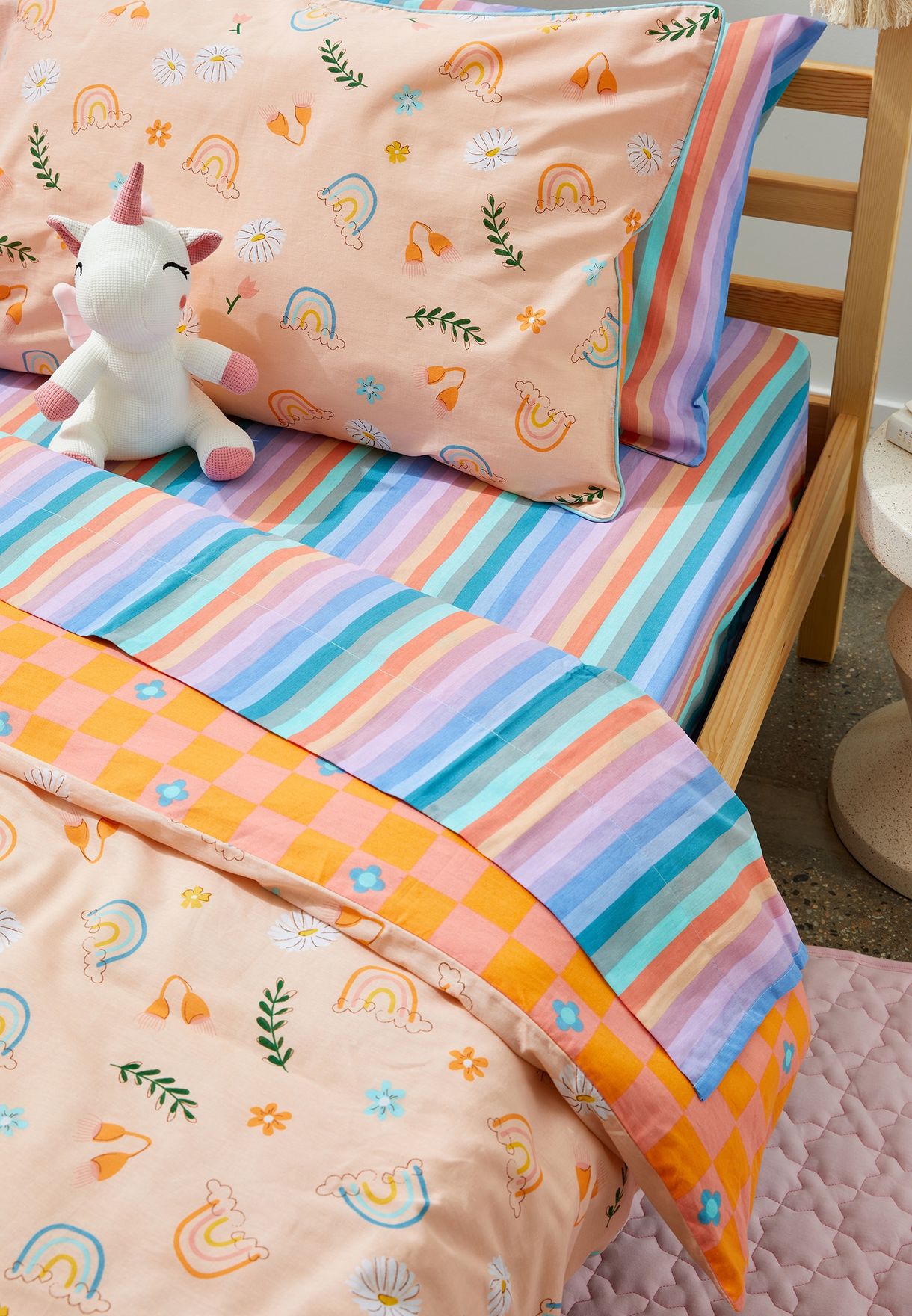 Kids Checkboard Floral Quilt Set - Single