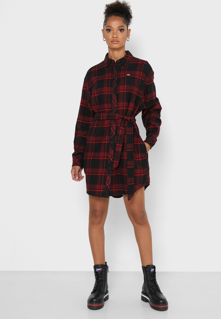 Buy Tommy Jeans red Flannel Shirt Dress for Women in