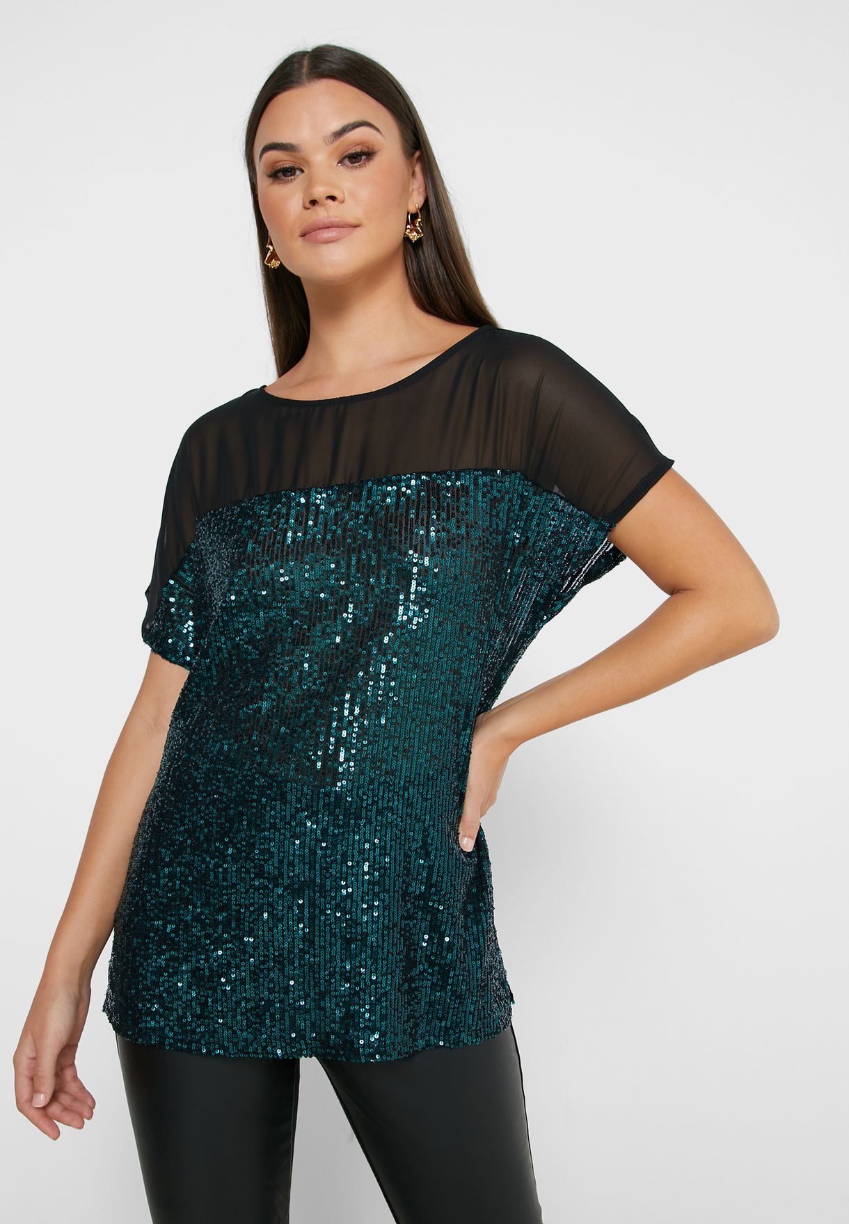 wallis green sequin top