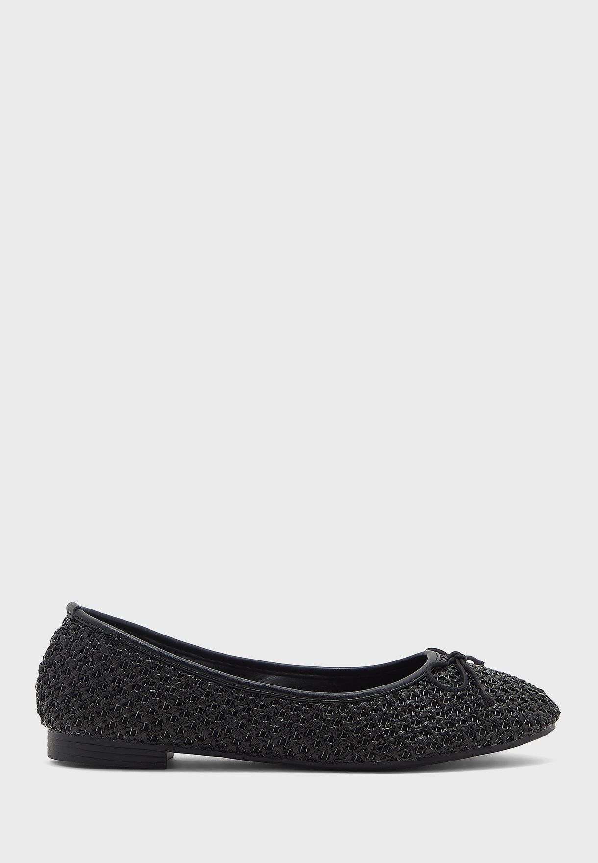 Buy Ella black Raffia Ballet Flat Shoe Black for Women in Dubai, Abu Dhabi