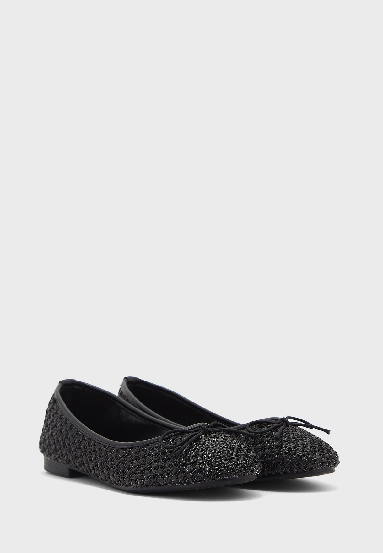 Buy Ella black Raffia Ballet Flat Shoe Black for Women in Dubai, Abu Dhabi