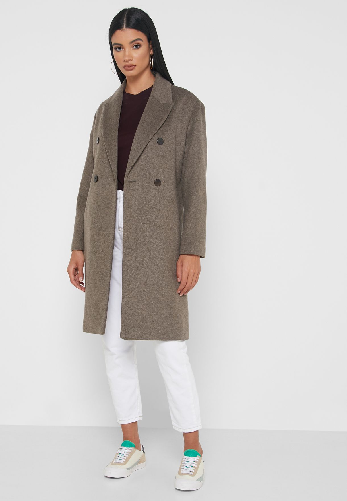 Mango Long coat WOMEN FASHION Coats Shearling Brown 38                  EU discount 62% 