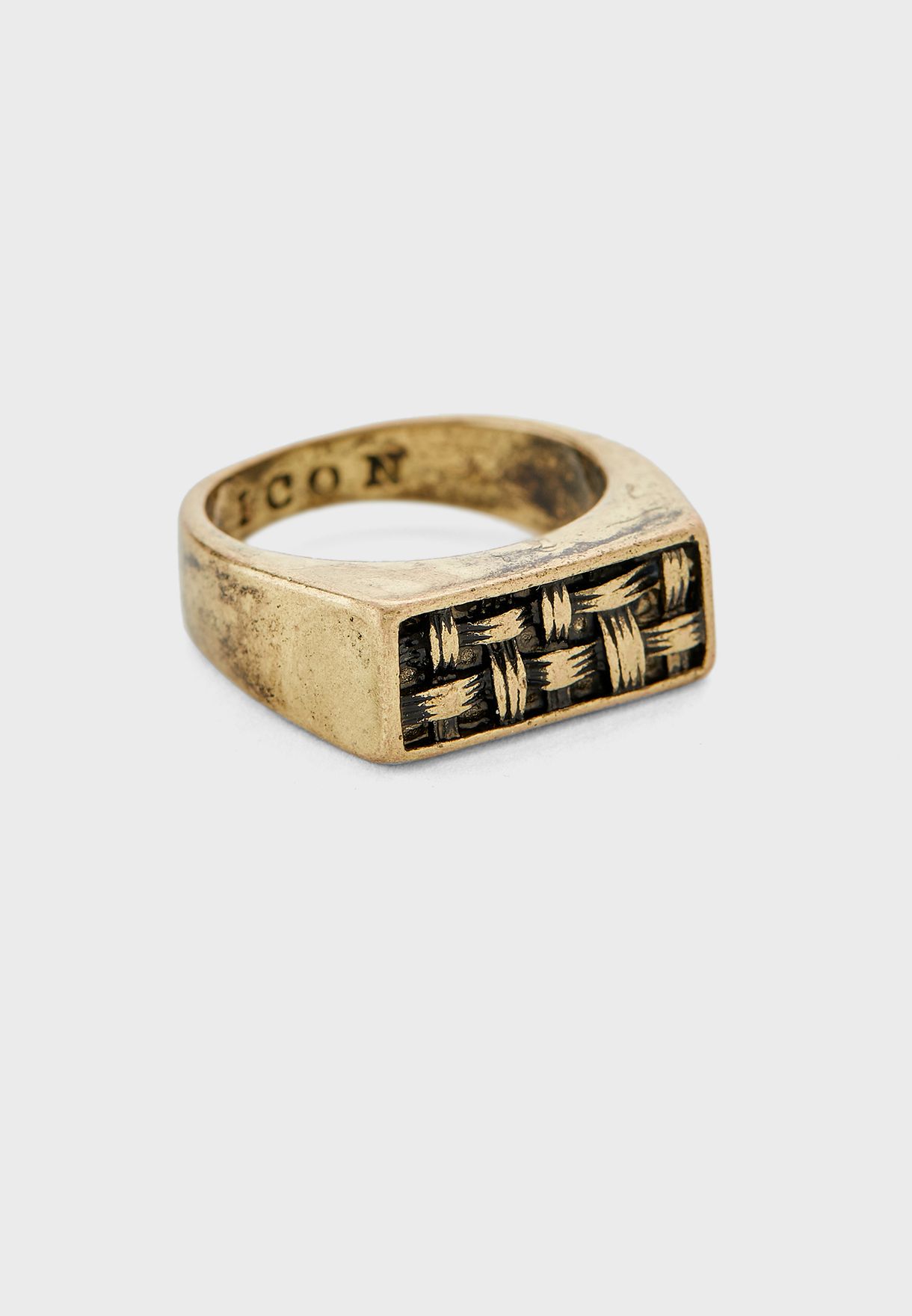 Woven Textured Rectangle Ring