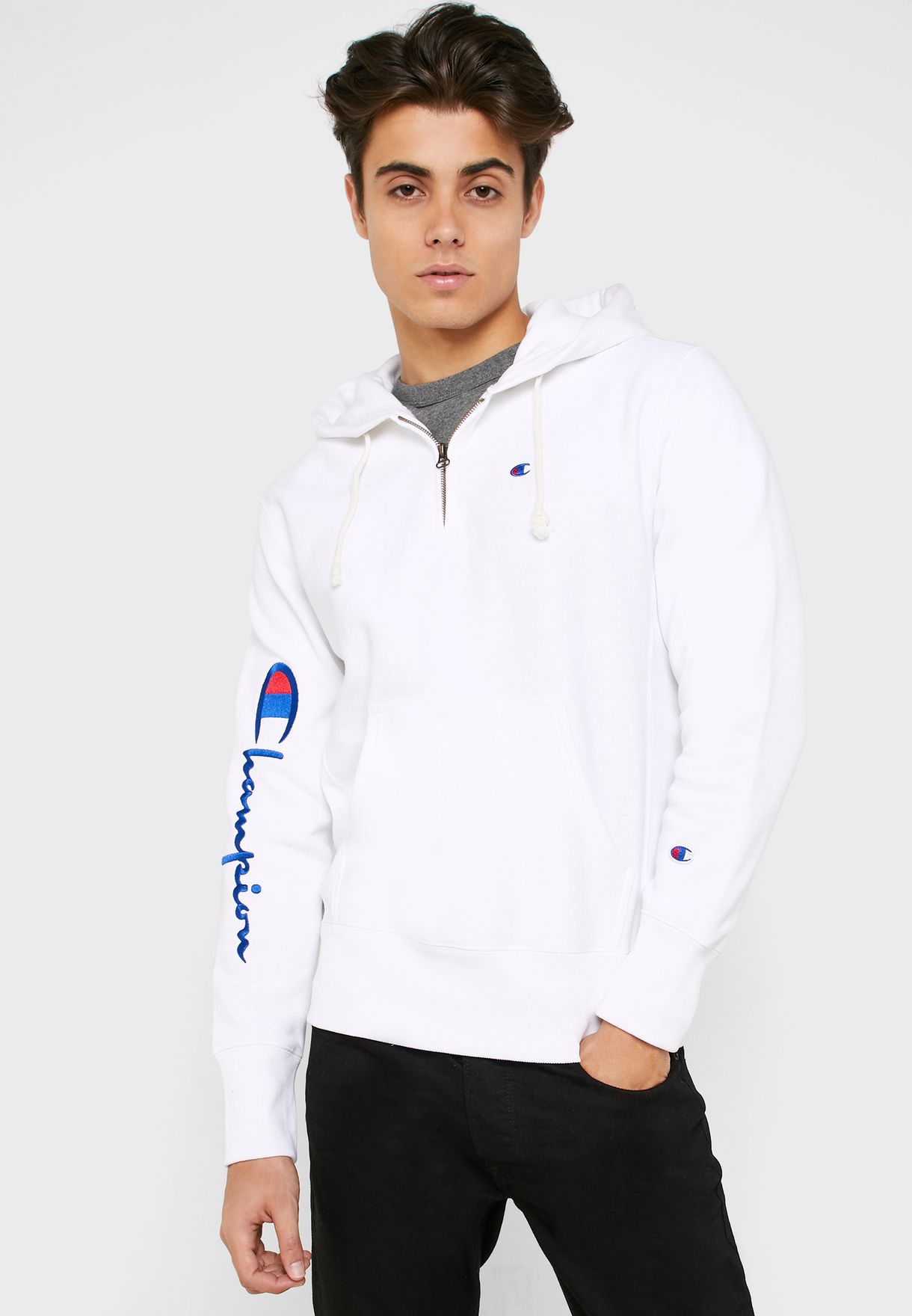 champion white fleece hoodie