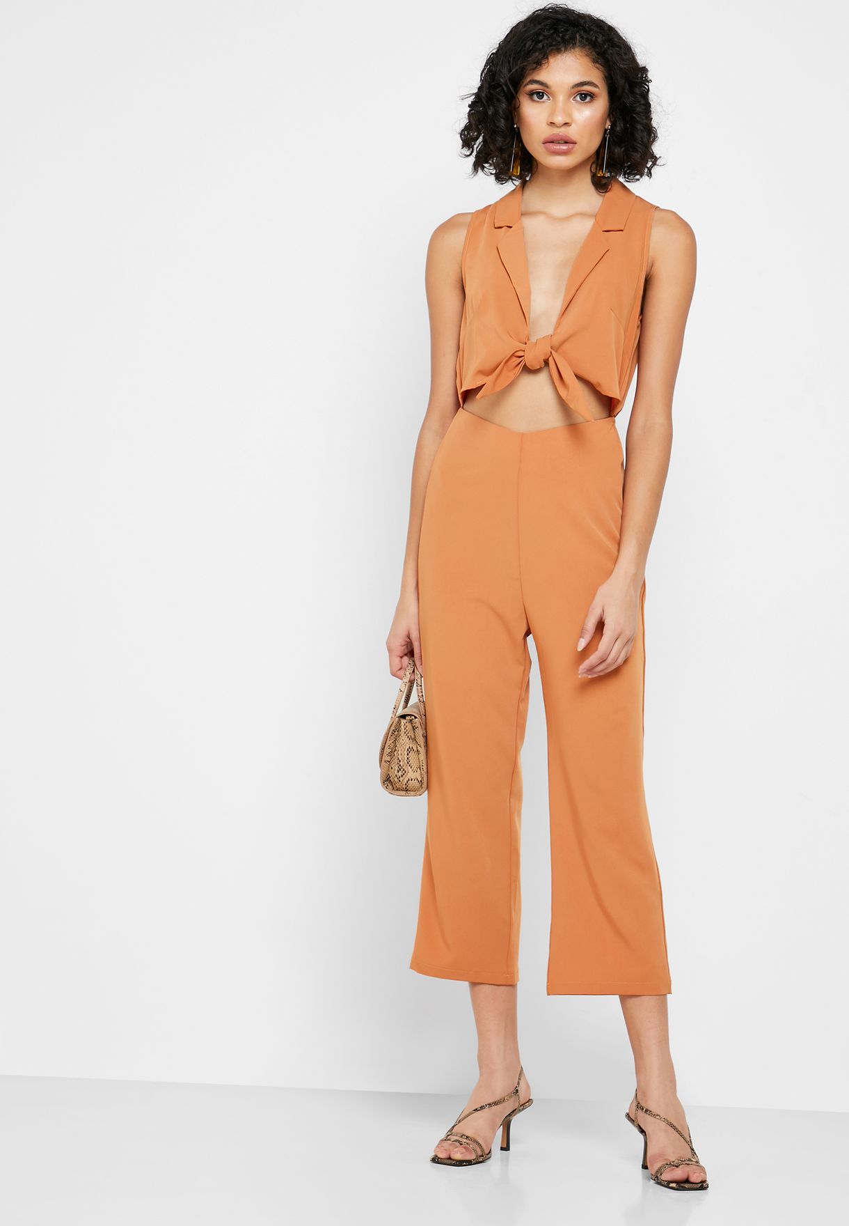 Buy Fashion Union orange Front Twisted Cropped Leg Jumpsuit for Women ...