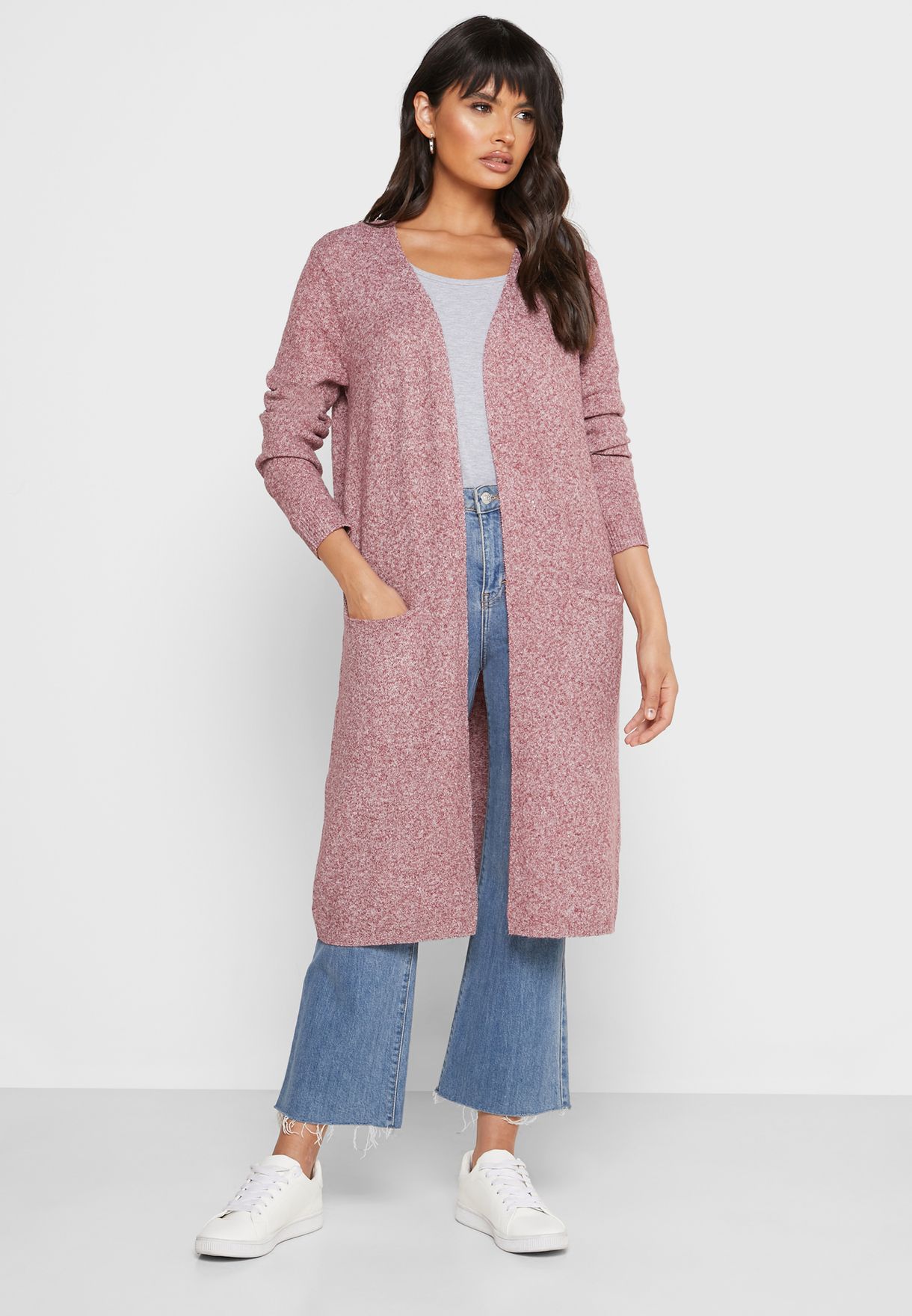 purple longline cardigan