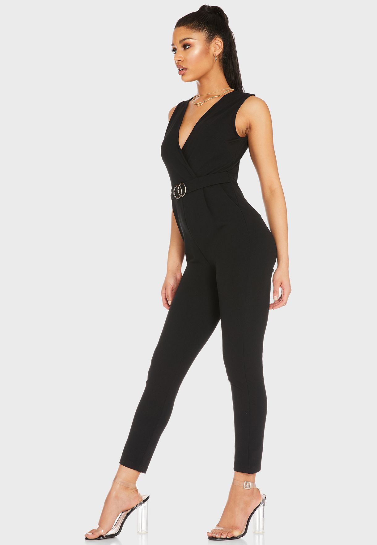 Buy Quiz black Buckle Detail Jumpsuit for Women in MENA, Worldwide