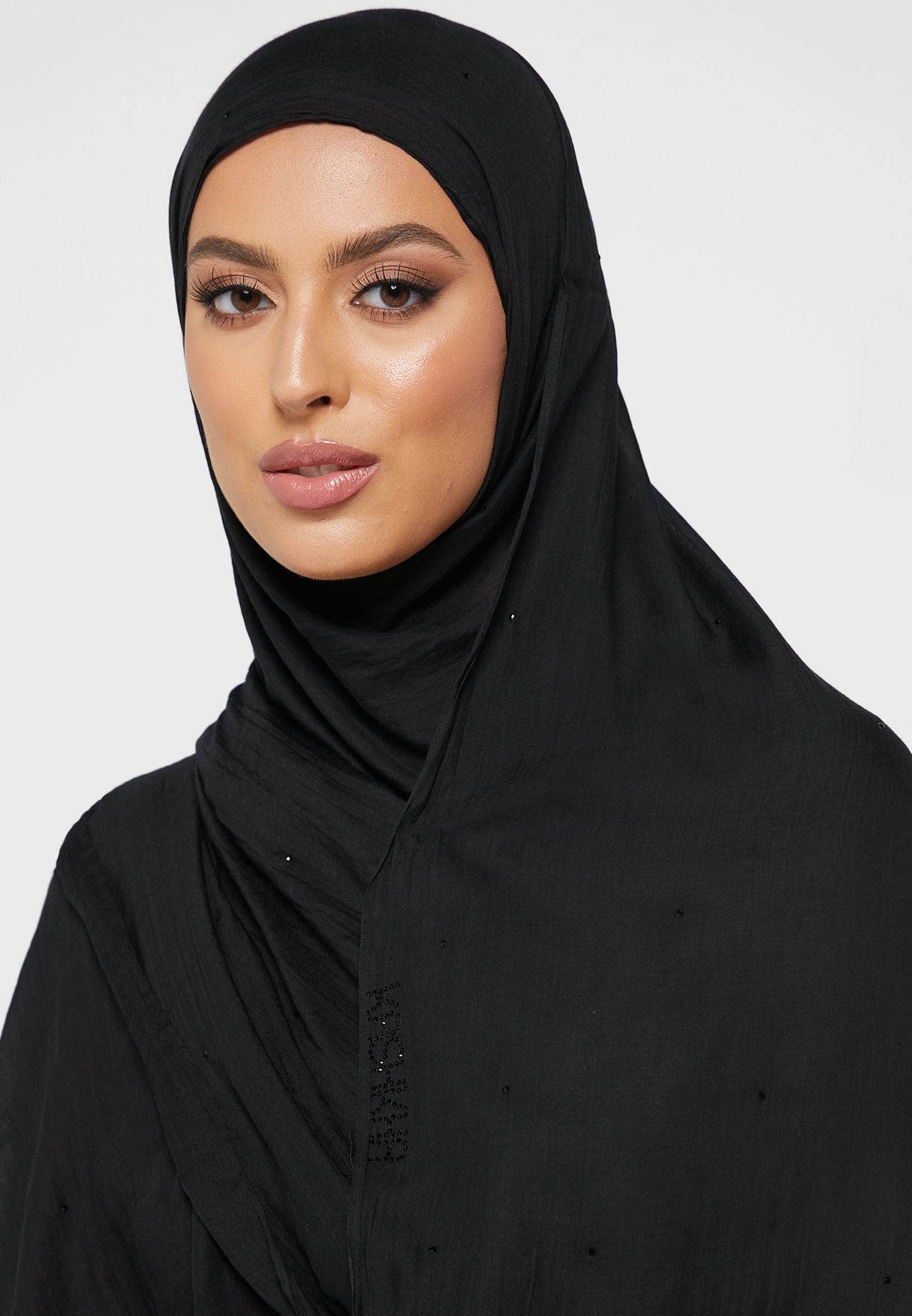 Buy Kashkha black Voile Cotton Hijab With Stone Work for Women in Dubai ...