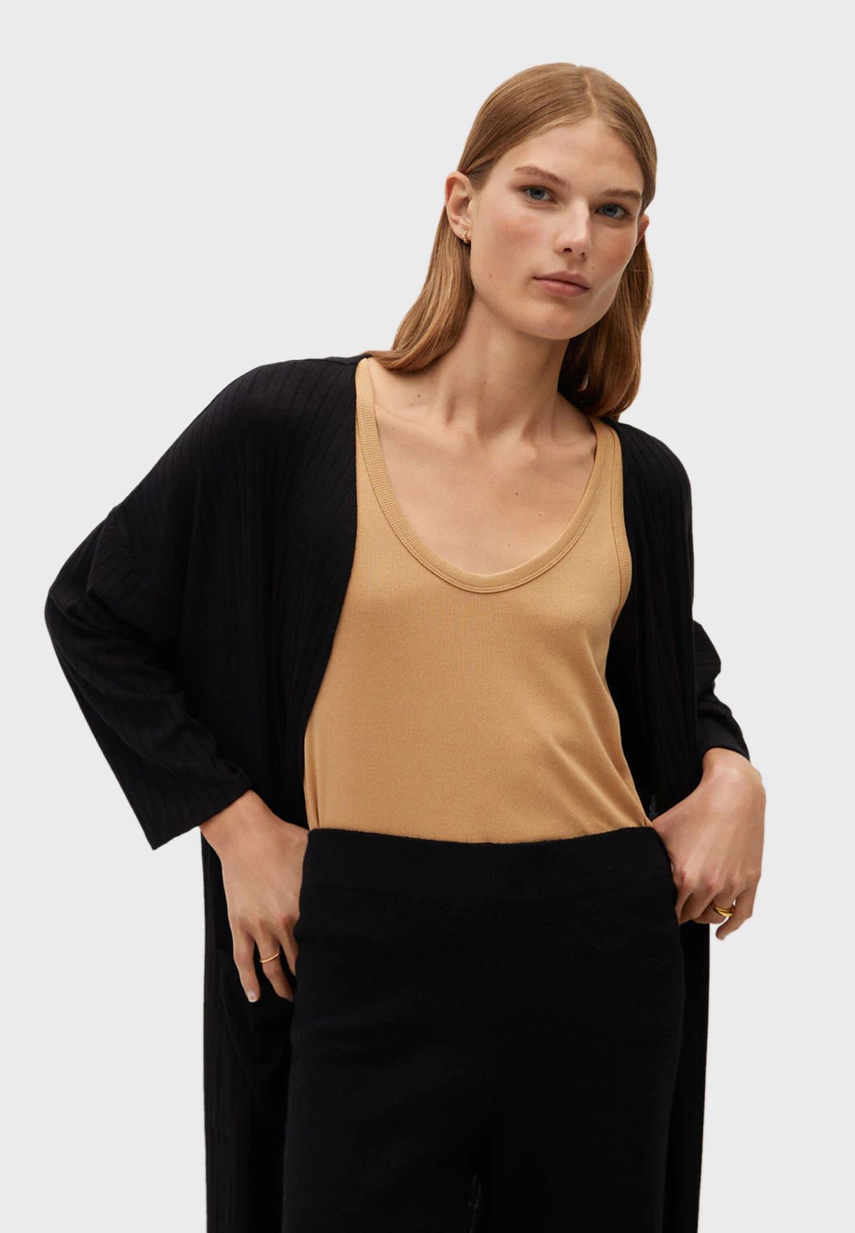 ribbed longline cardigan
