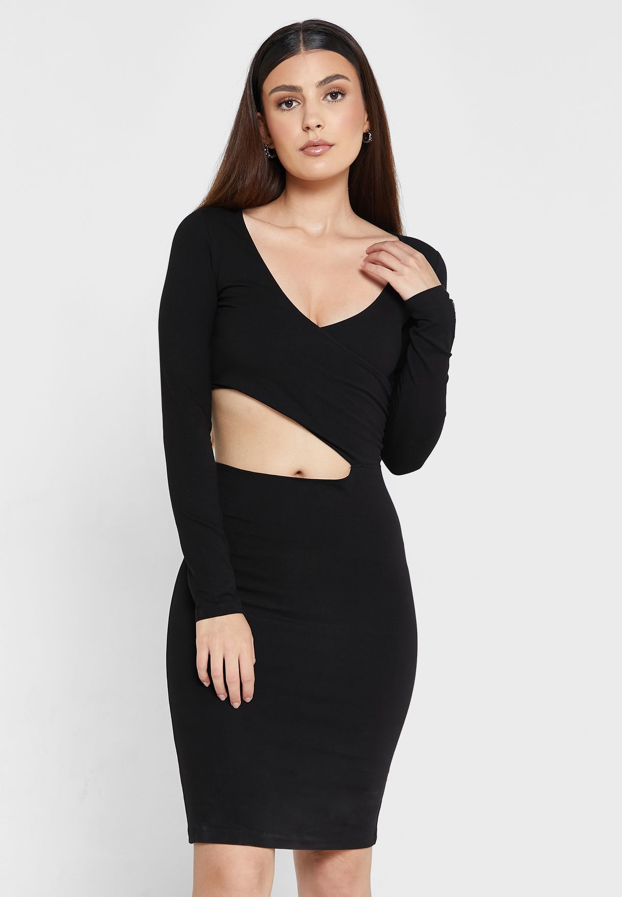 Buy Calvin Klein Jeans black Cut Out Detail Knitted Wrap Dress for Women in  Manama, Riffa