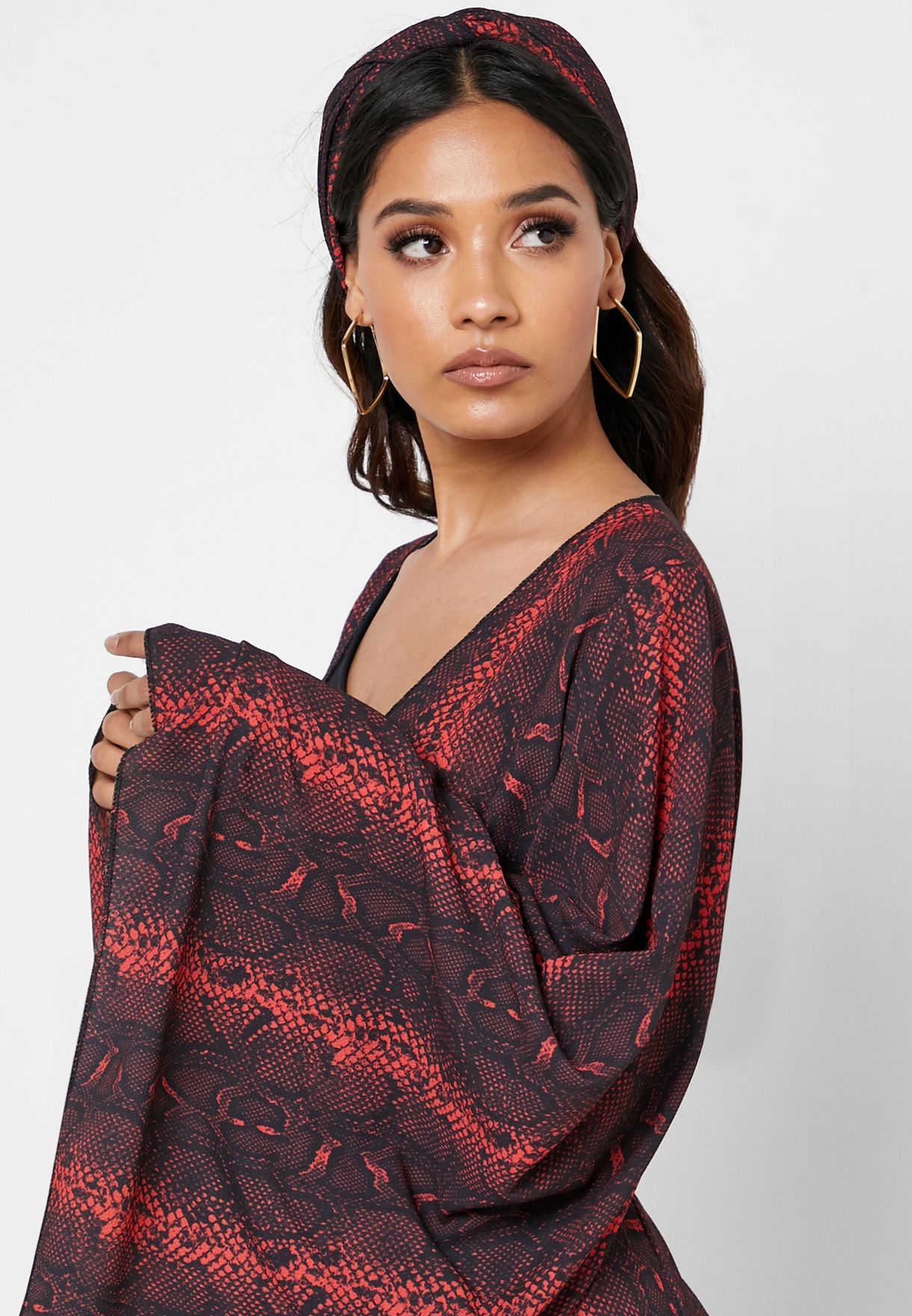 snake print kimono dress