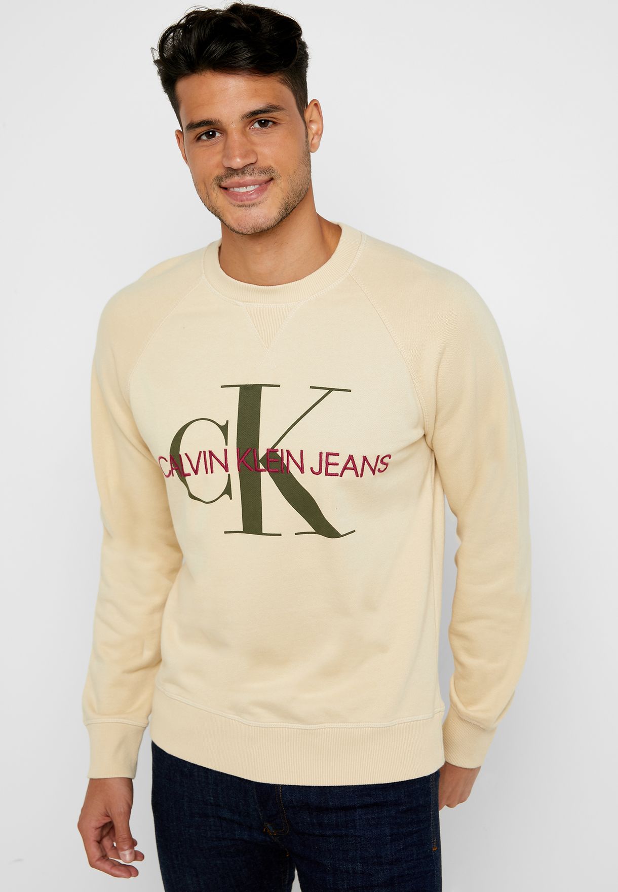 Calvin Klein monogram logo sweatshirt in white