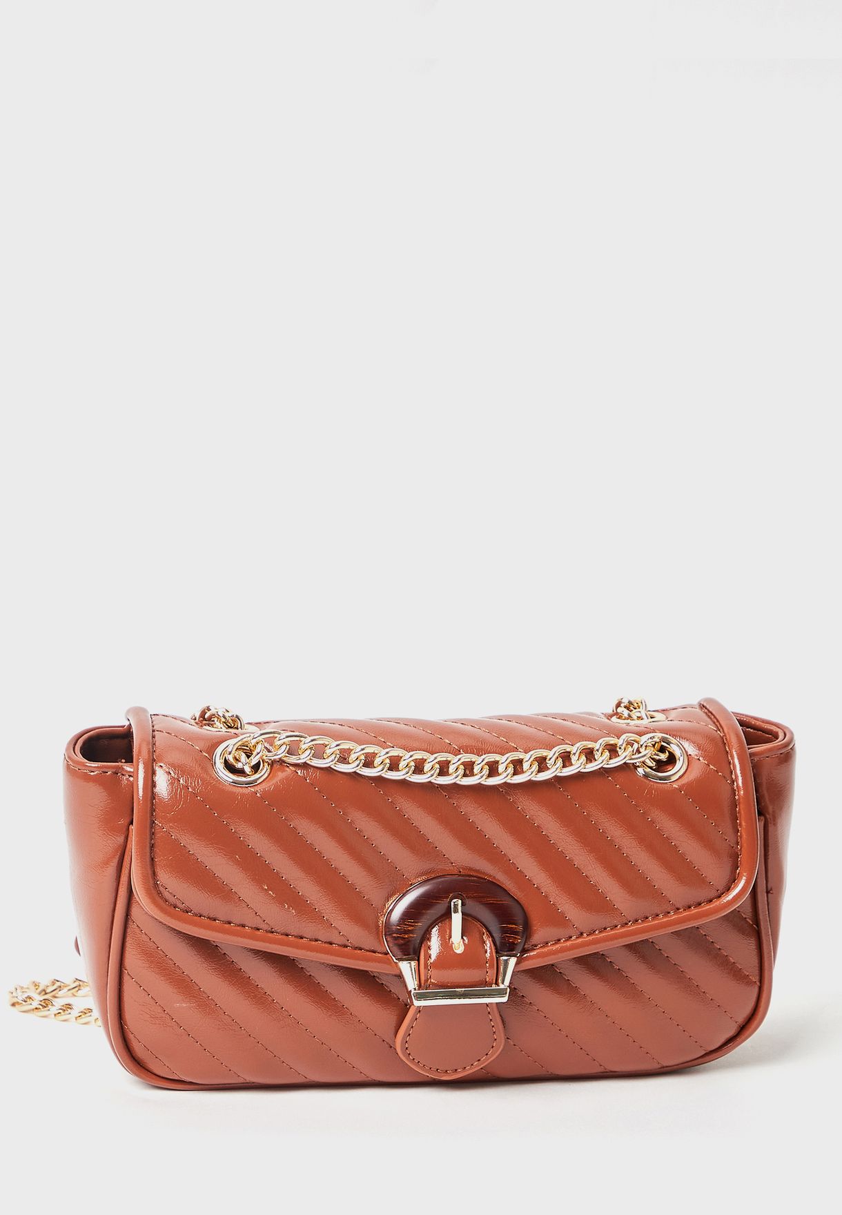 Belt Closure Quilted Shoulder Bag