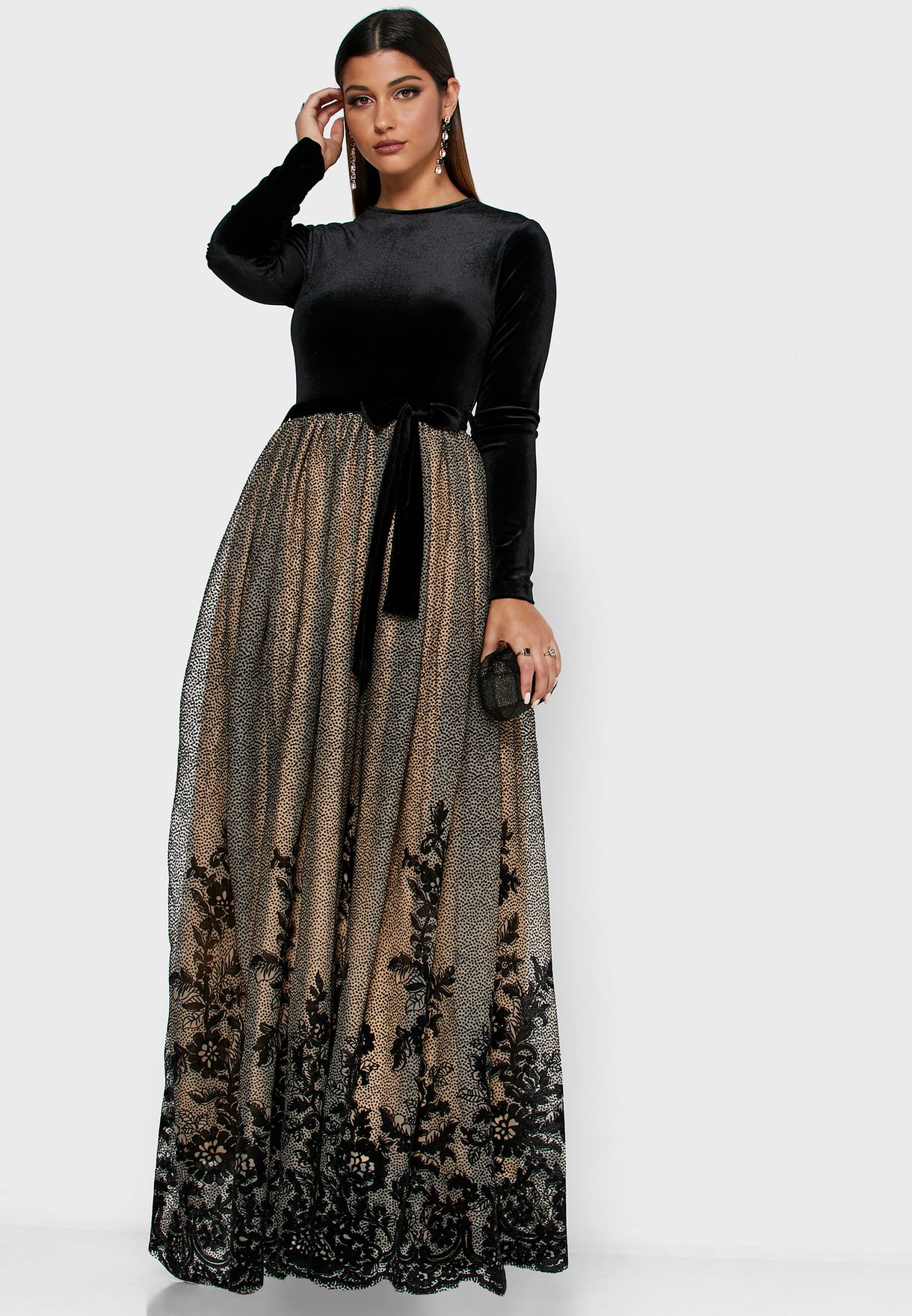 patterned skirt maxi dress