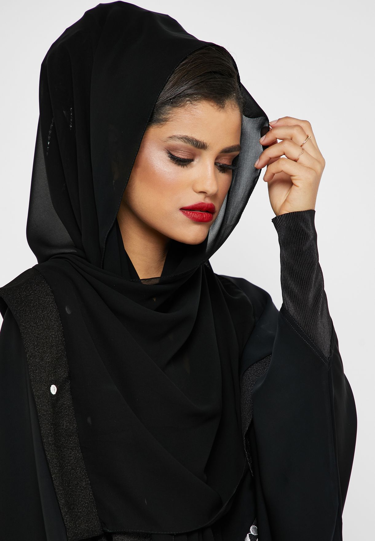 Buy Hayas Closet black Pearl Embellished Abaya for Women in MENA, Worldwide