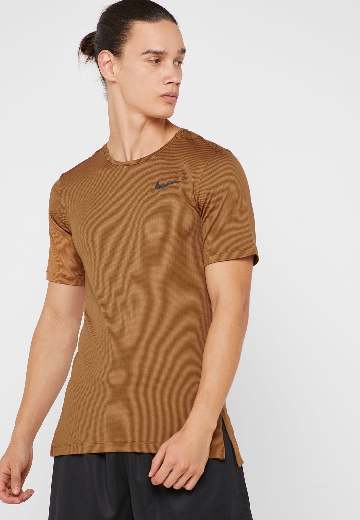 Buy Nike brown Dri-FIT Slim T-Shirt for 