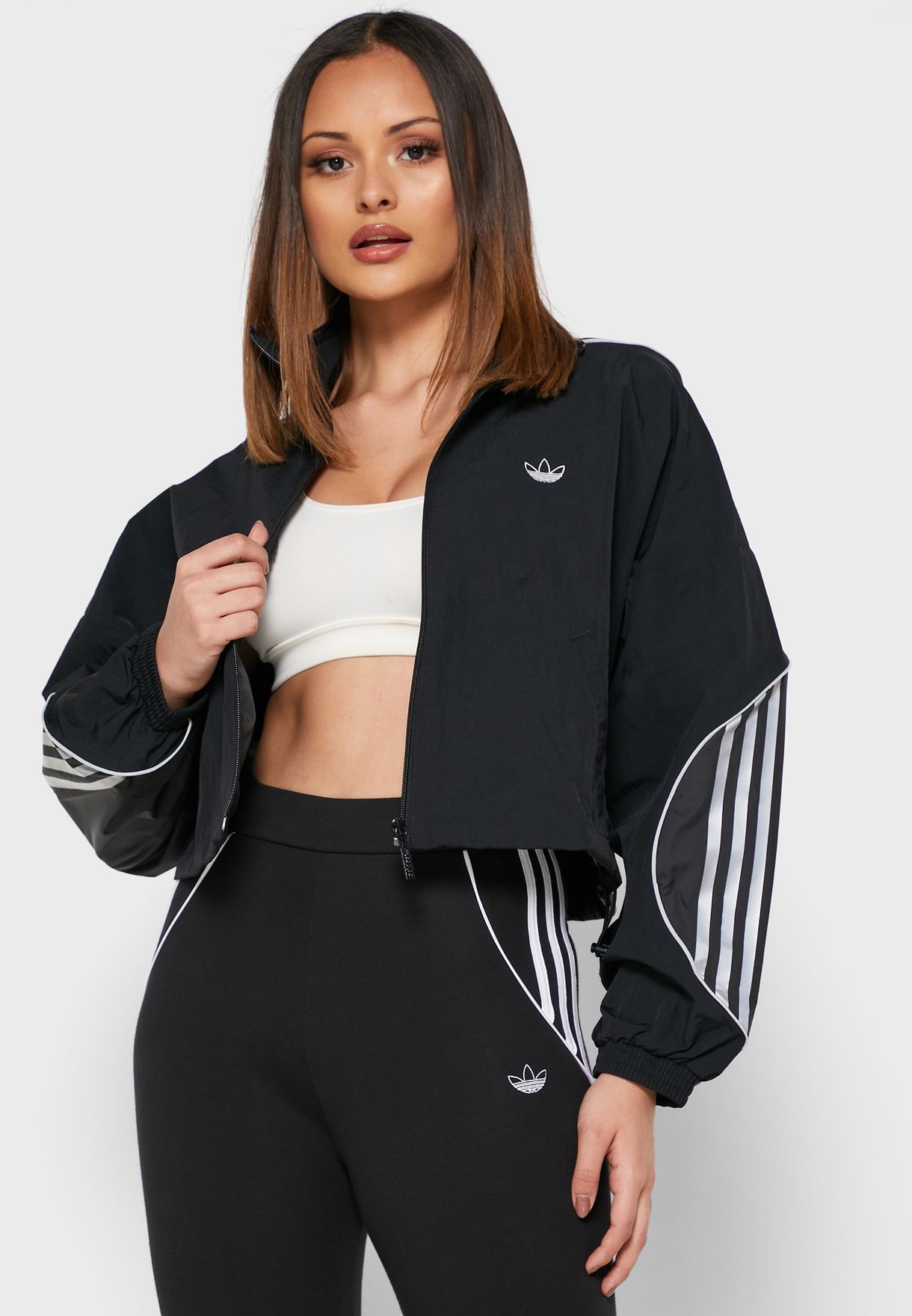 adidas originals three stripe track jacket in black