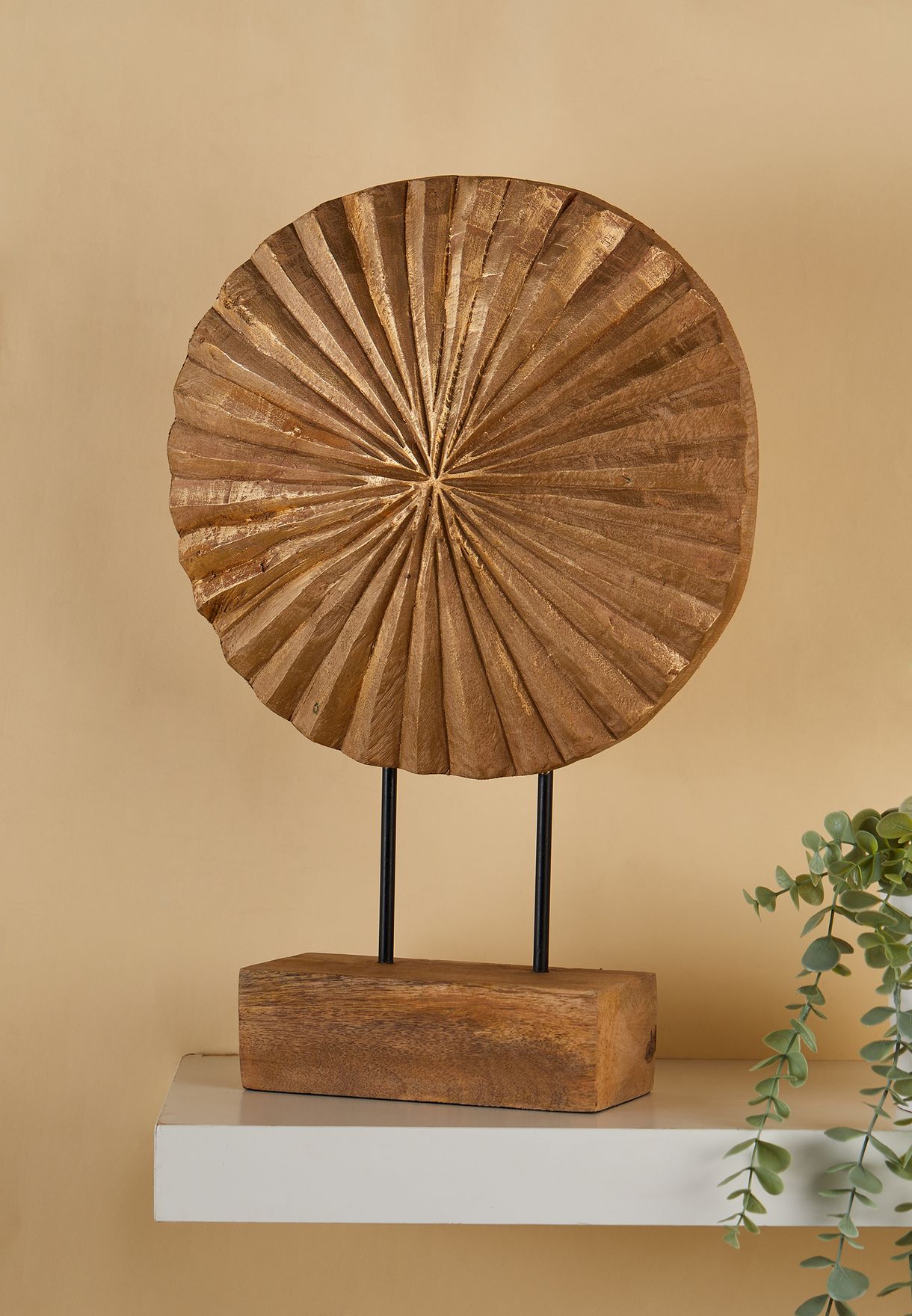 Premium Fluted Disc Wooden Sculpture