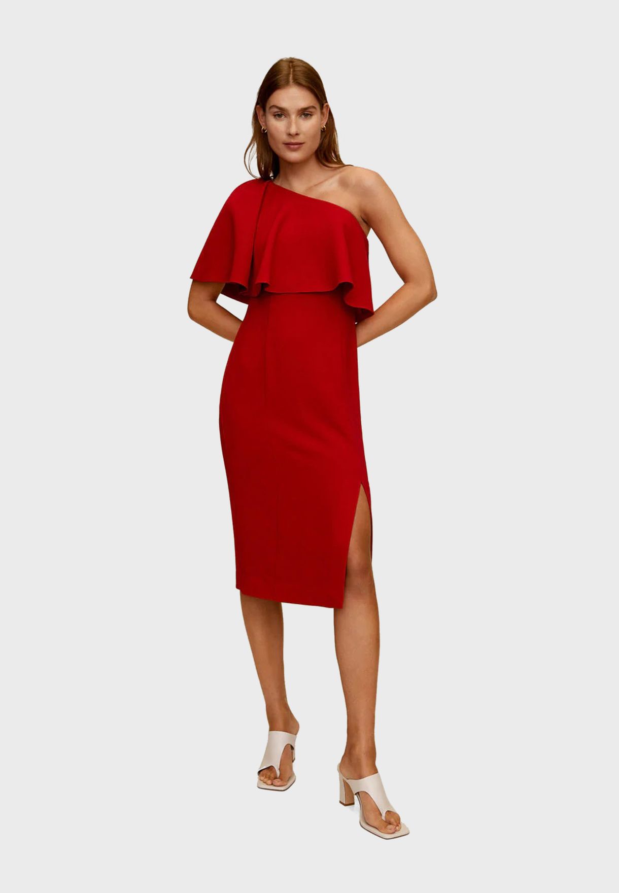 red one strap dress