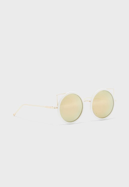 Double Bar Round Sunglasses