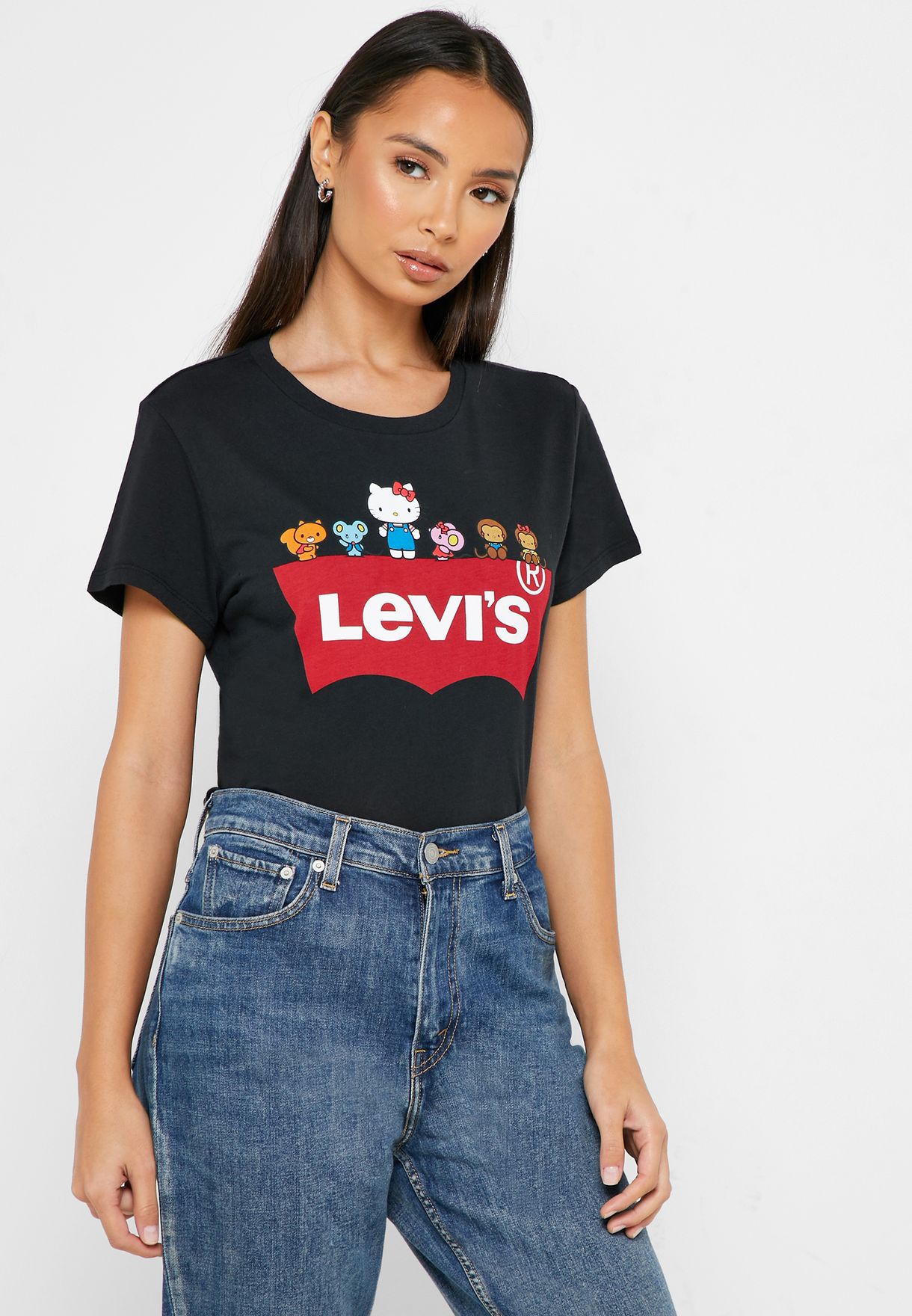 Buy Levis black Hello Kitty Logo T-Shirt for Women in Muscat, Salalah