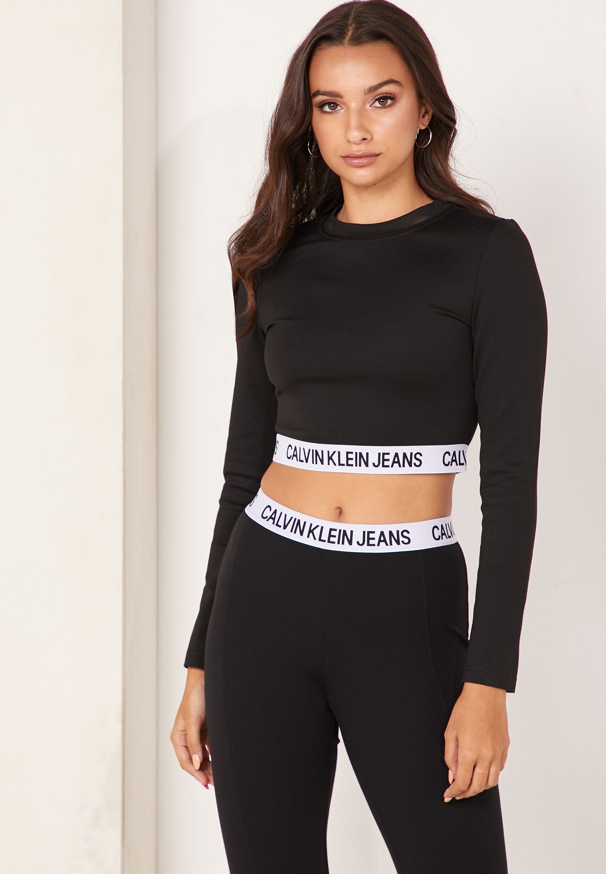 Buy Calvin Klein Jeans black Logo Band Crop Top for Women in MENA ...