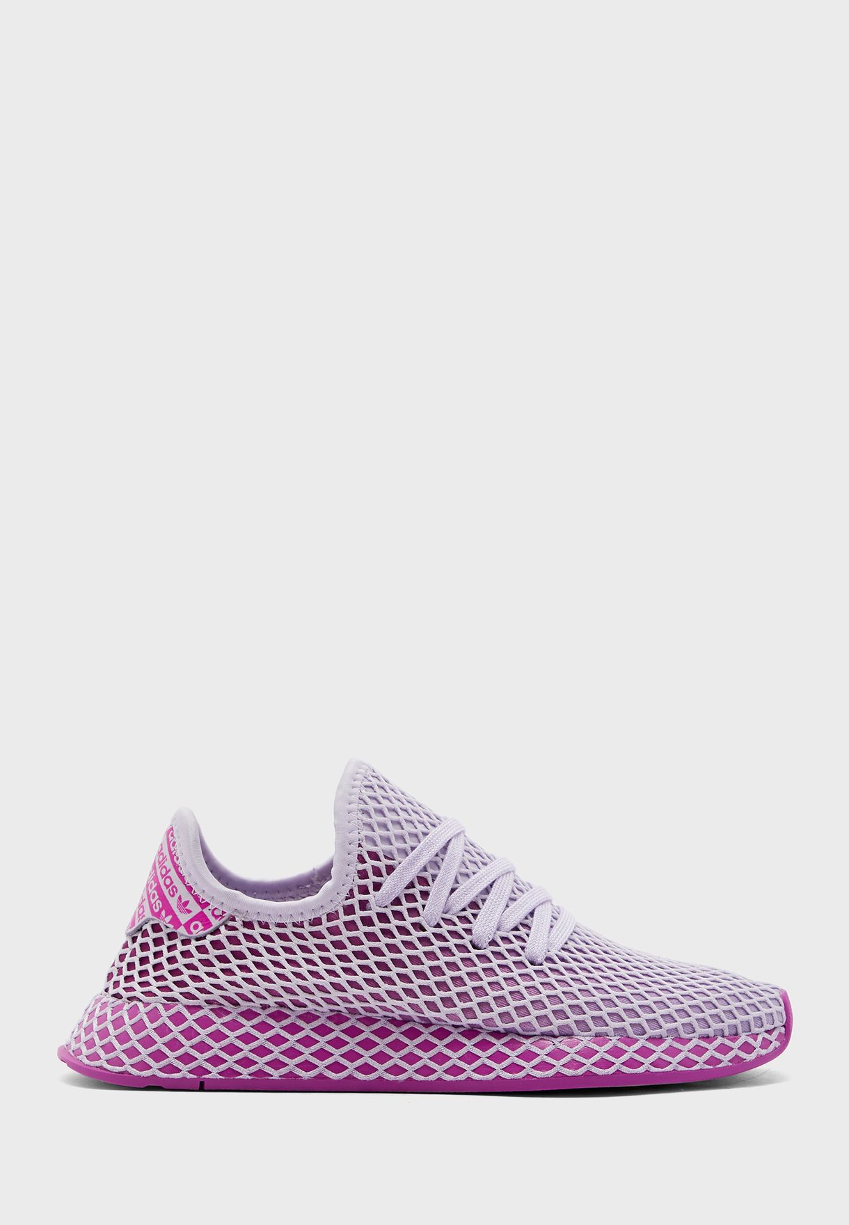 adidas originals deerupt trainers in white and lilac