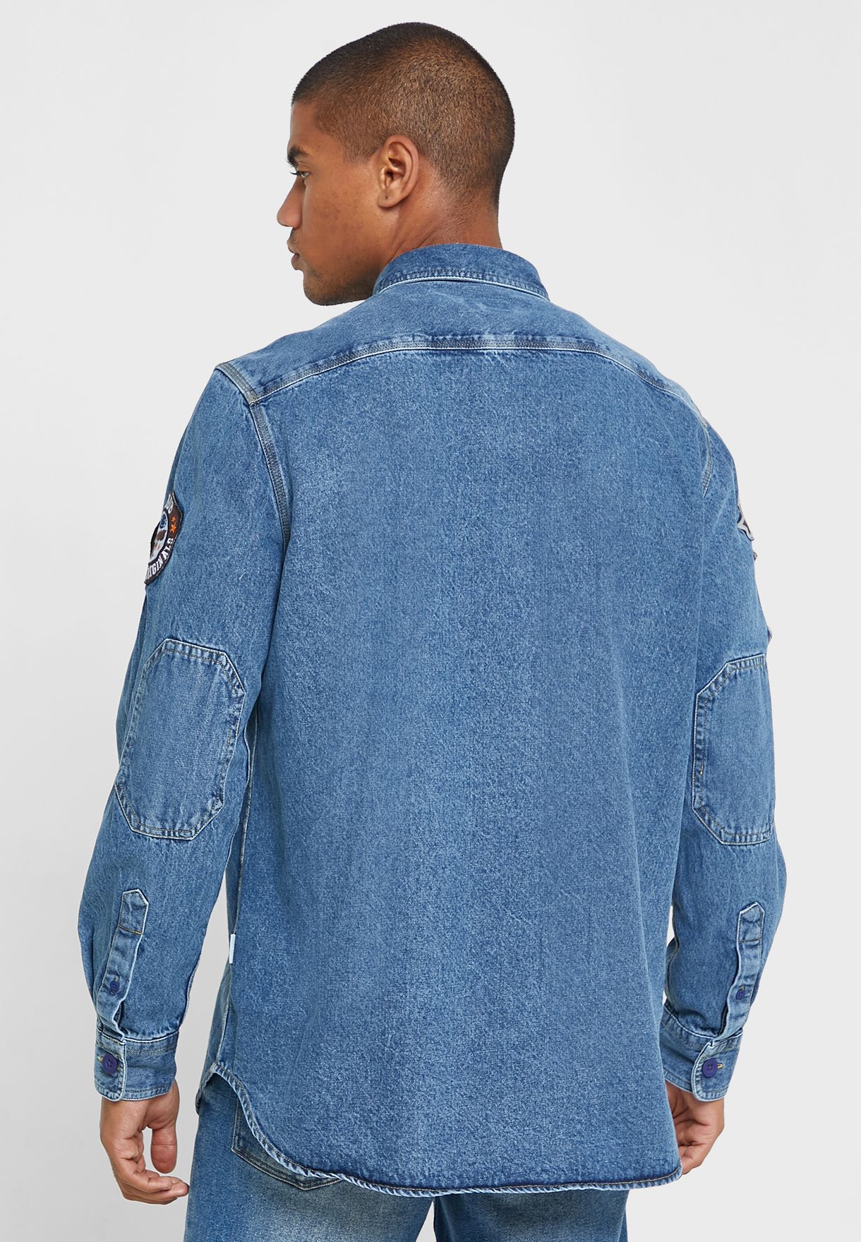 Badge Relaxed Fit Denim Shirt