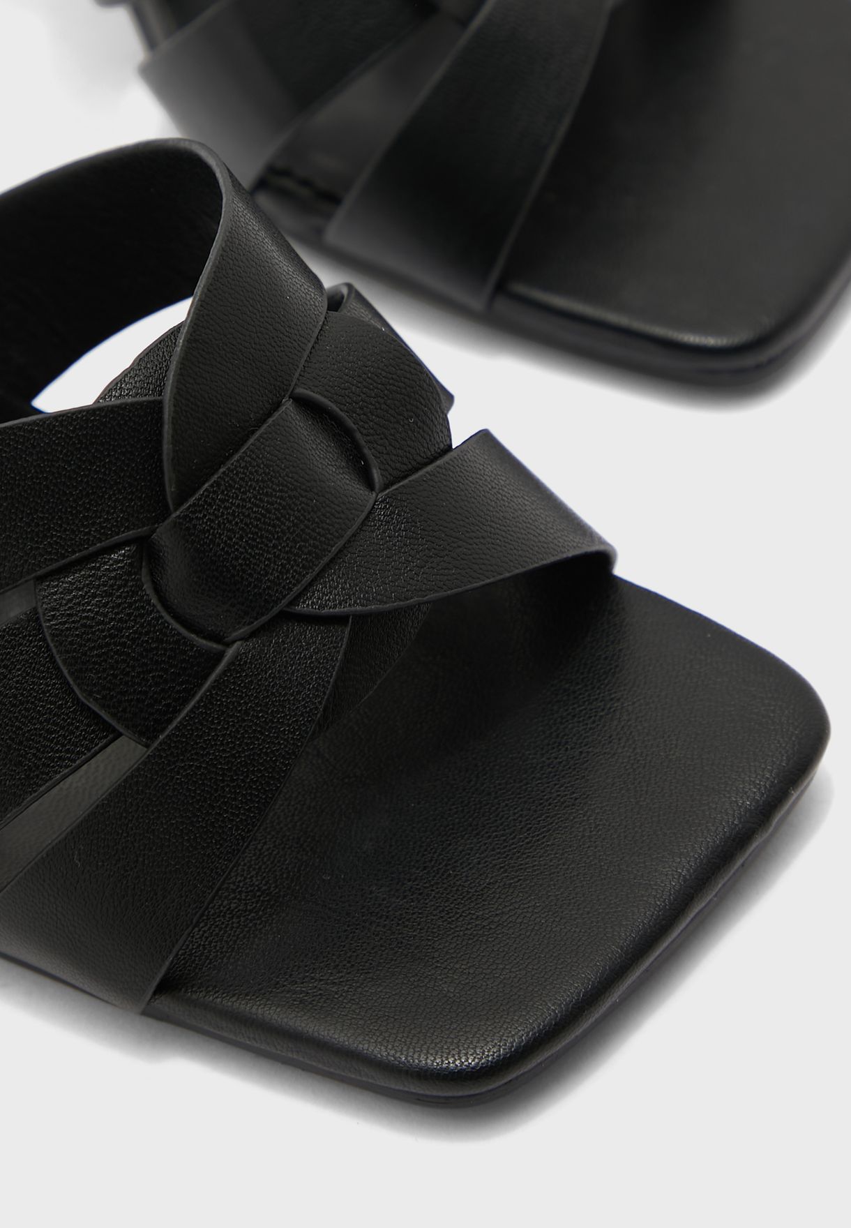 Woven Design Strap Stiletto Mule Sandal