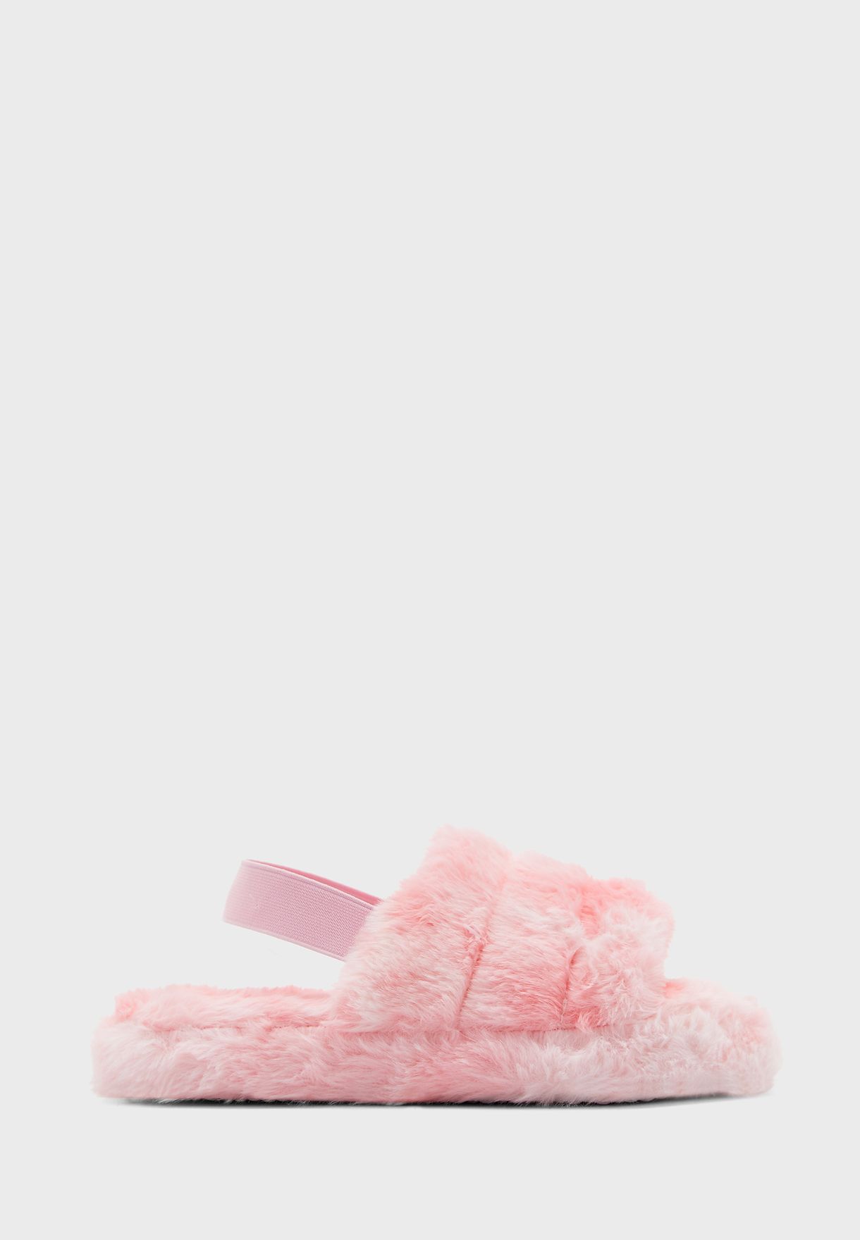 Quilted Furry Slingback Bedroom Slipper 
