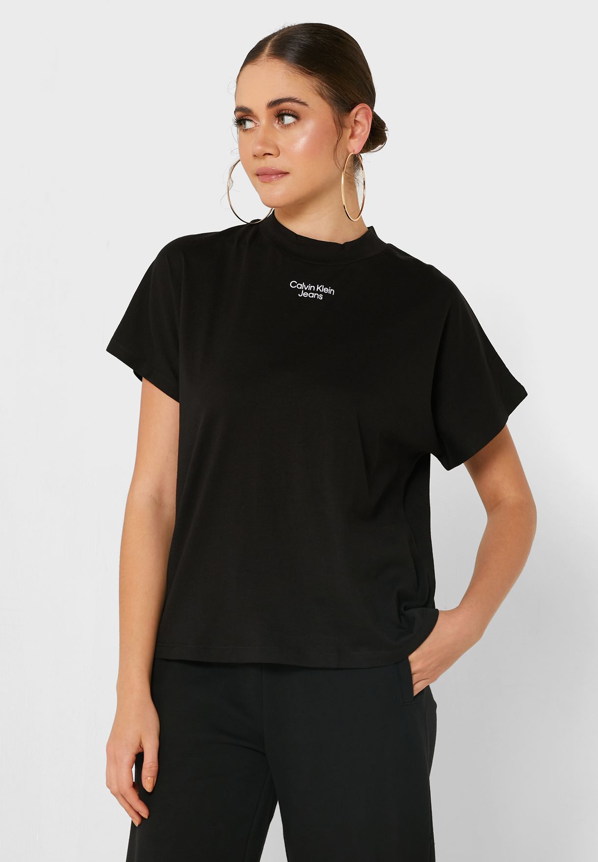 Buy Calvin Klein Jeans black Logo Oversized T-Shirt for Women in Muscat,  Salalah