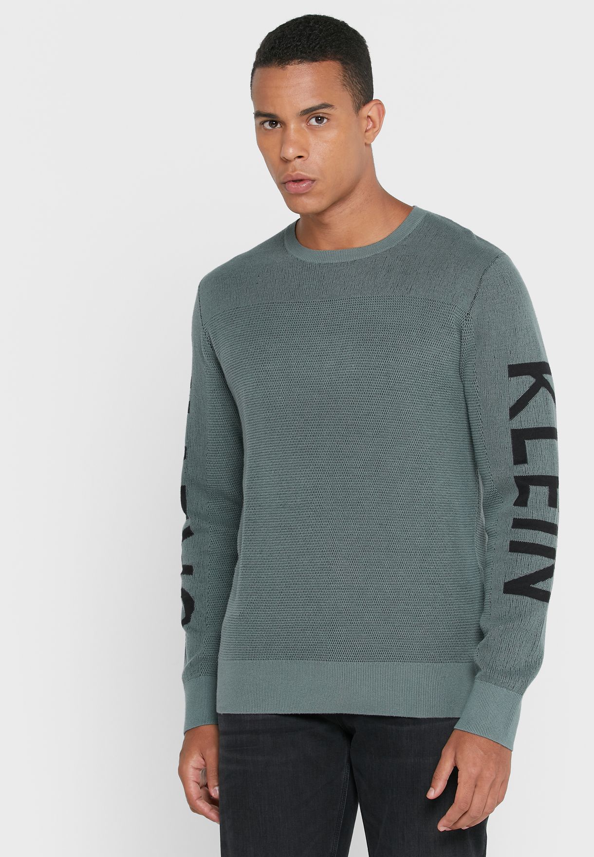 Buy Calvin Klein green Two Tone Micro Structure Sweater for Men in Muscat,  Salalah