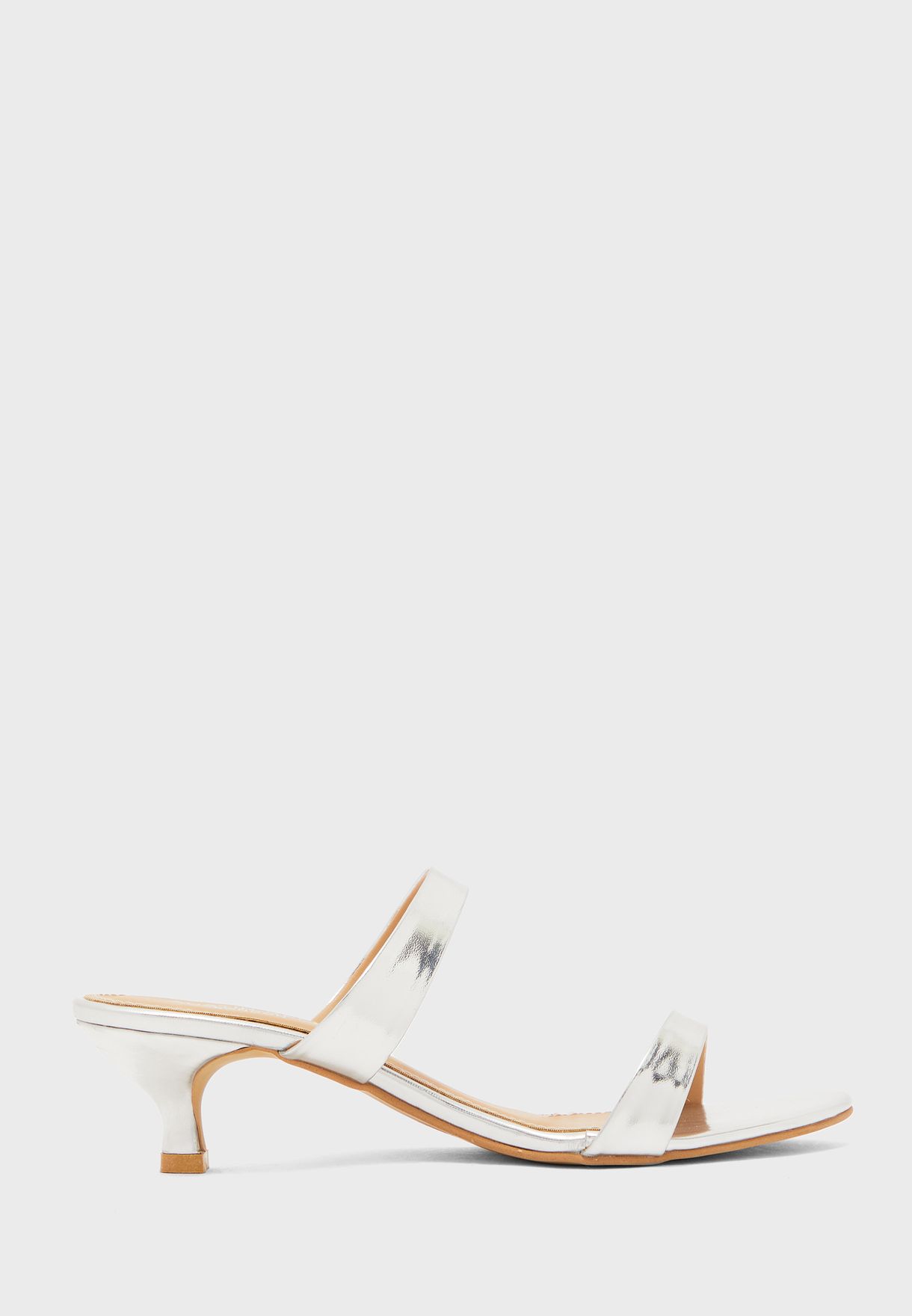 silver two strap sandals