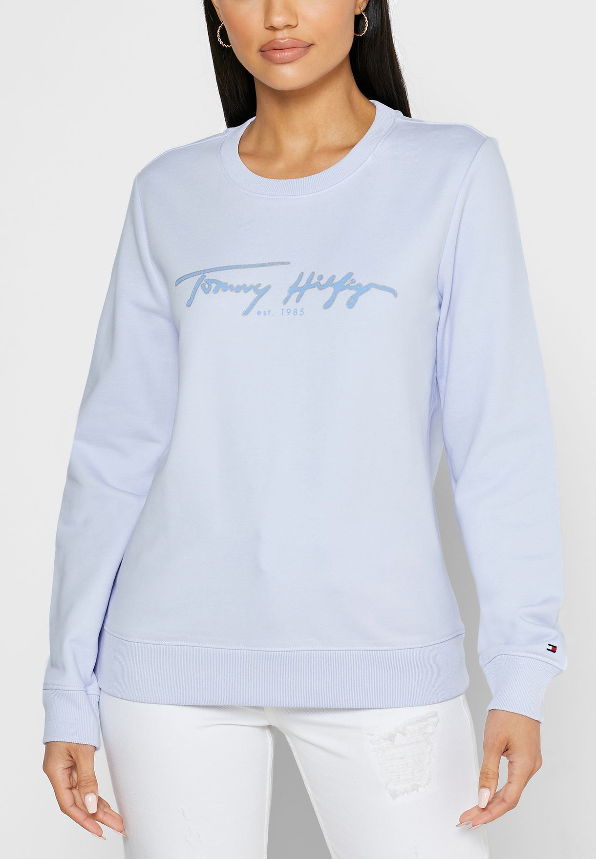 tommy hilfiger blue sweatshirt womens